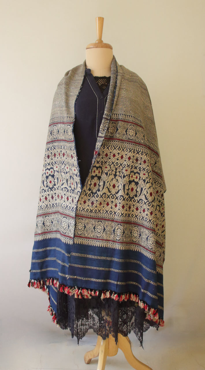 Indigo Natural Dyed Eri Silk Handwoven Shawls from Assam , India