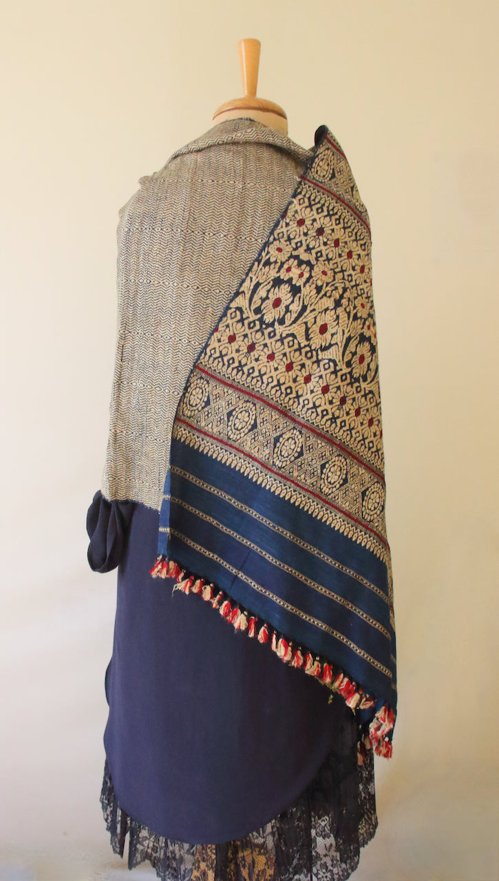 Indigo Natural Dyed Eri Silk Handwoven Shawls from Assam , India