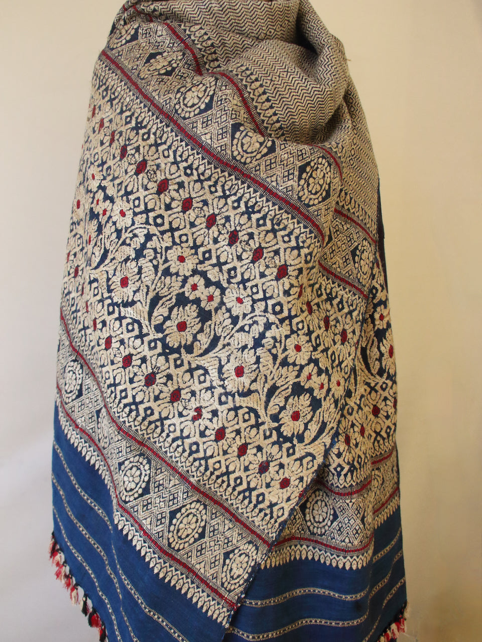 Indigo Natural Dyed Eri Silk Handwoven Shawls from Assam , India