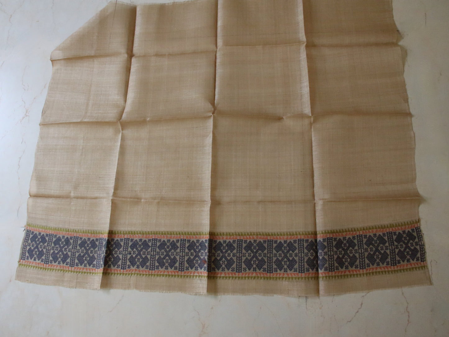 Authentic Muga Silk Saree with natural dyed Eri Silk motifs from Assam