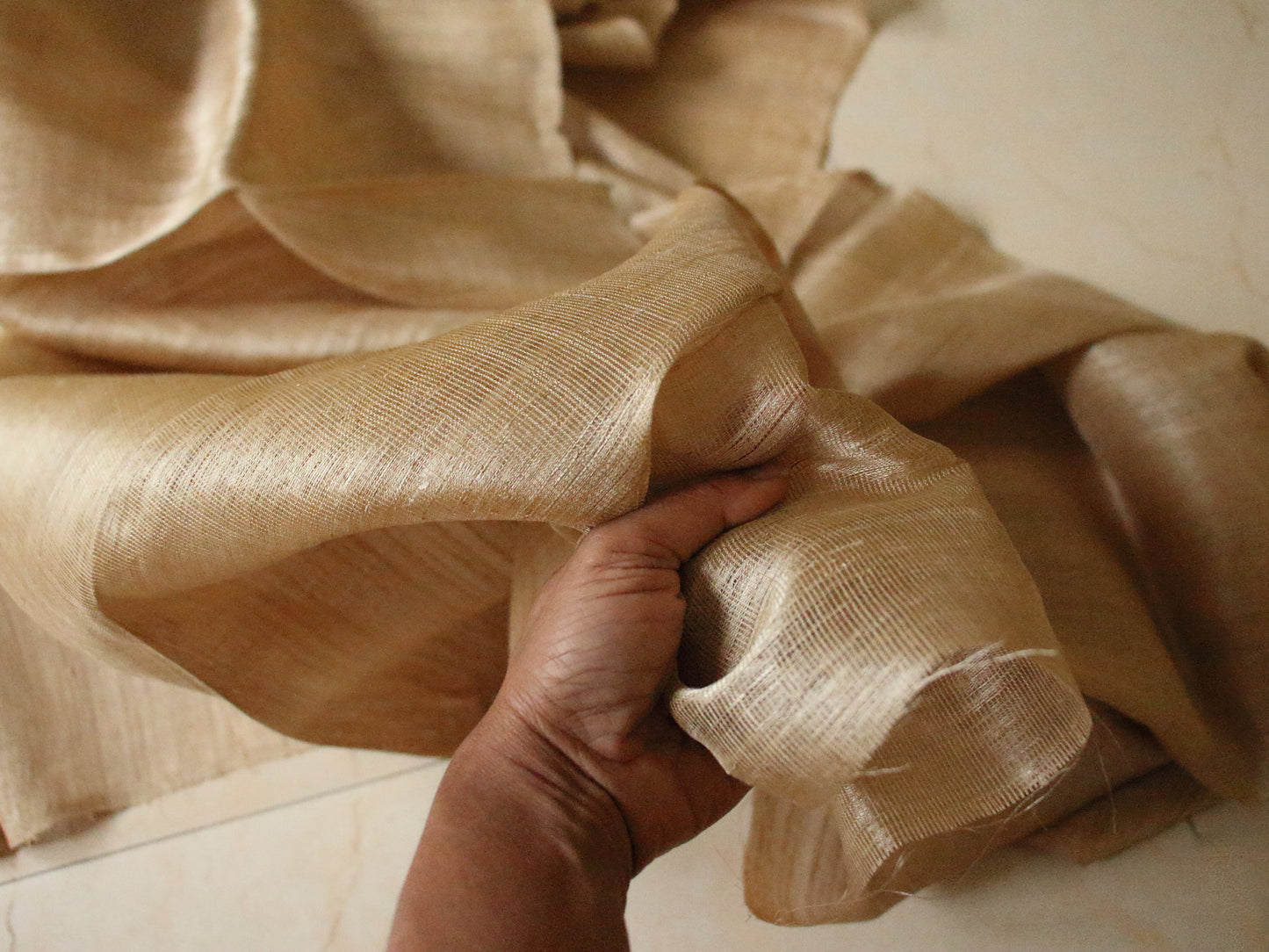 Hundred Percent Muga Silk Fabric - 46" Width
