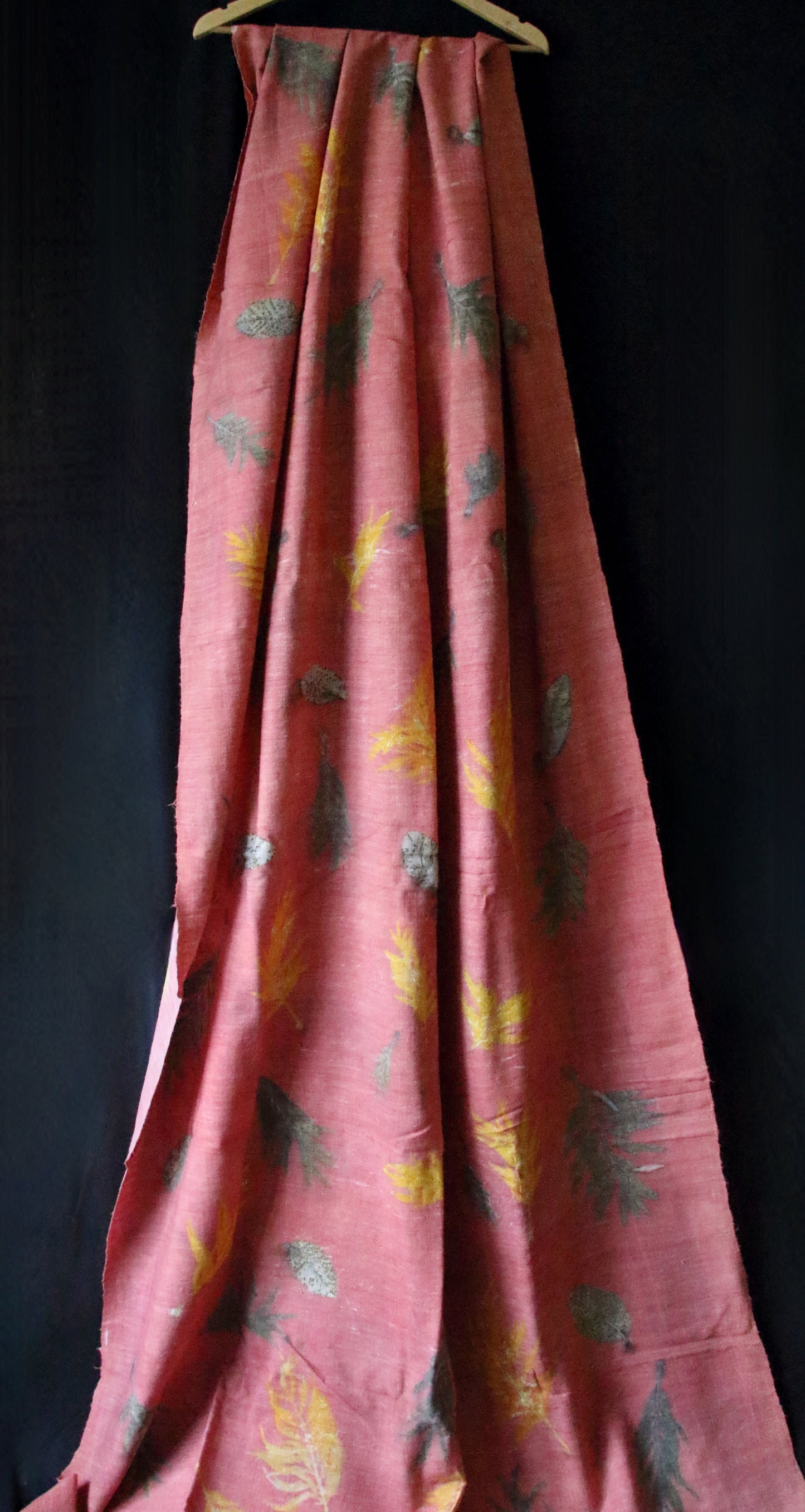 Peach Eco Printed Handwoven Eri Silk Shawl from Assam