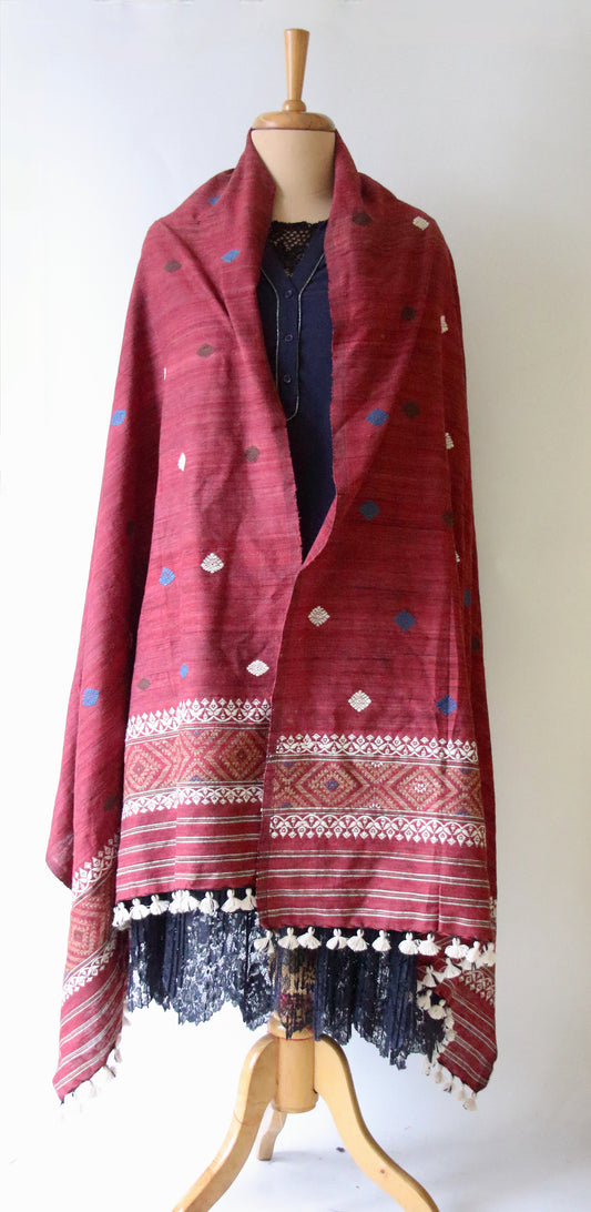 Handwoven Natural Dyed Hand Spun Eri Silk Shawl From Assam