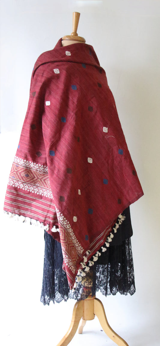 Handwoven Natural Dyed Hand Spun Eri Silk Shawl From Assam