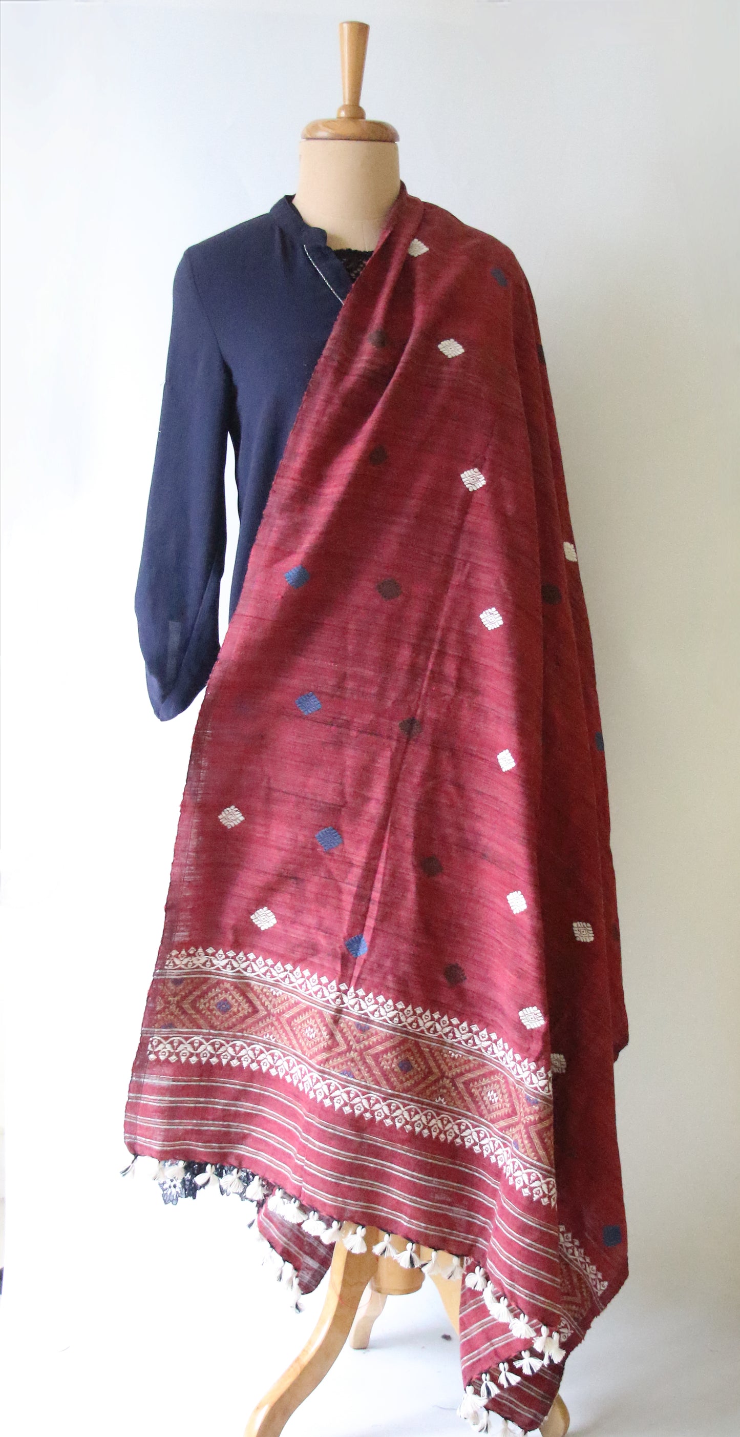 Handwoven Natural Dyed Hand Spun Eri Silk Shawl From Assam