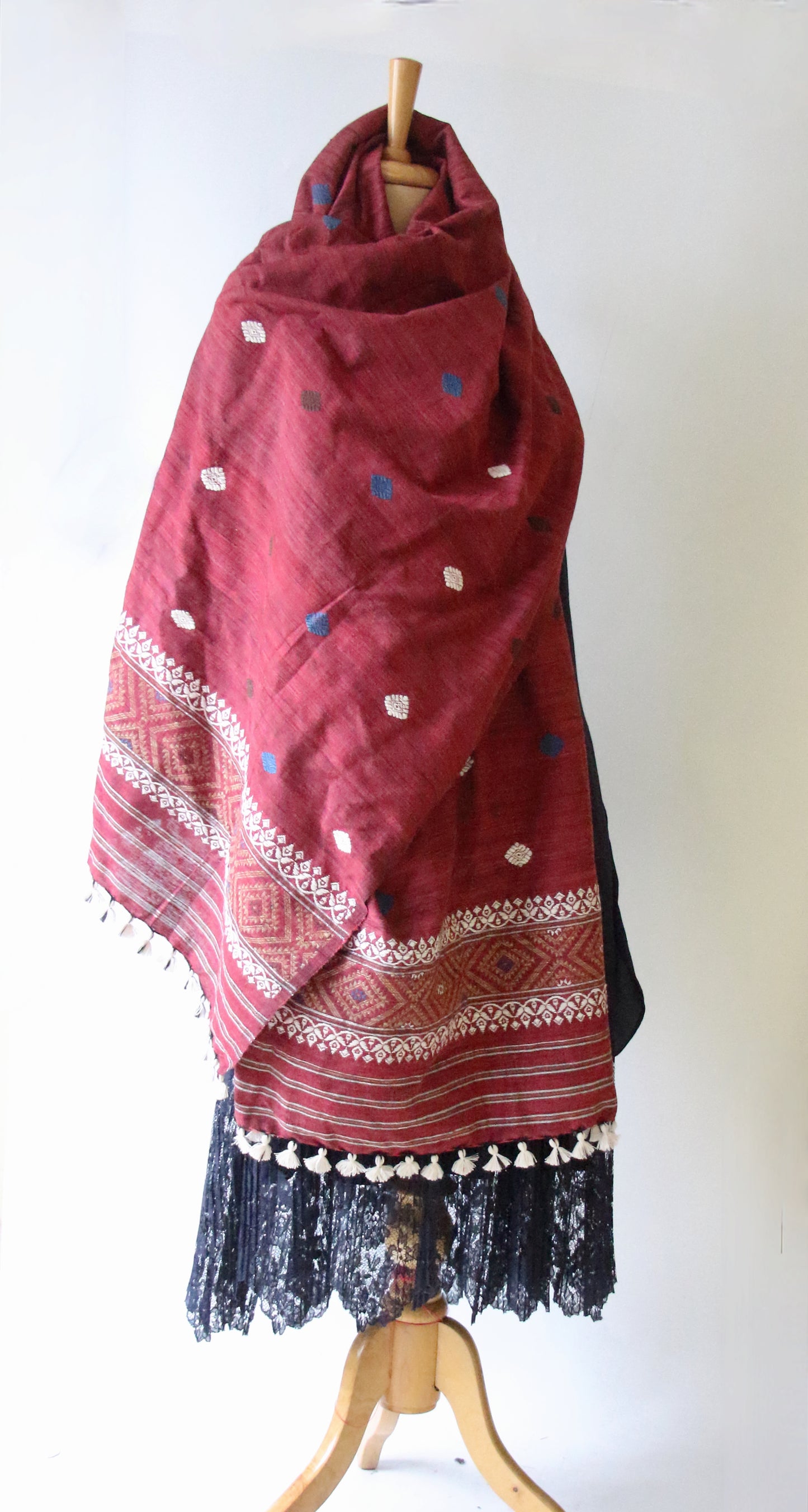 Handwoven Natural Dyed Hand Spun Eri Silk Shawl From Assam