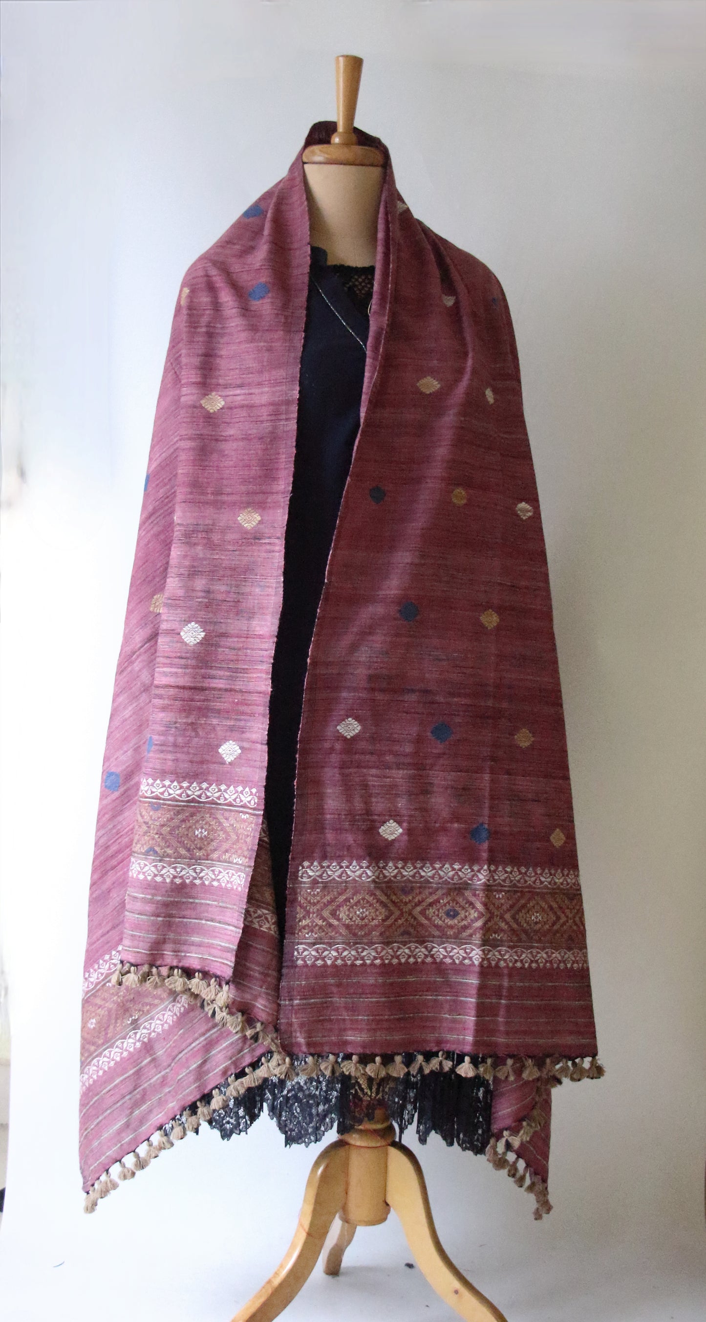 Handwoven Natural Dyed Hand Spun Eri Silk Shawl From Assam.