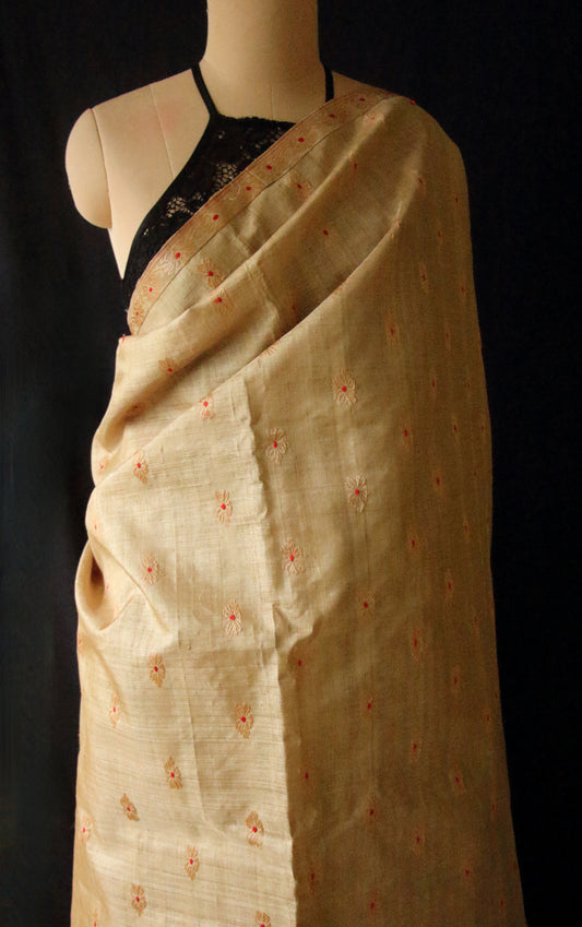 Handloom Traditional Design Muga Silk Saree from Assam