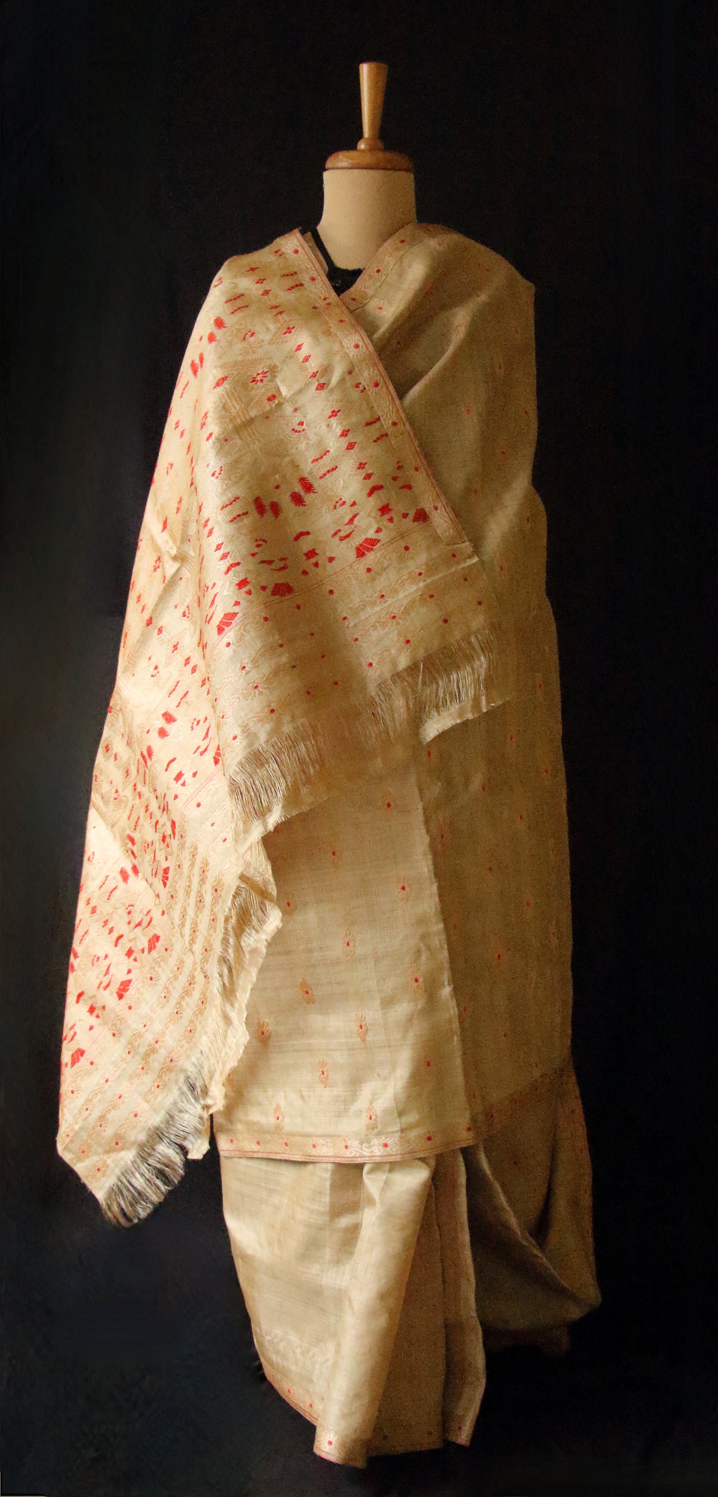 Handloom Traditional Design Muga Silk Saree from Assam
