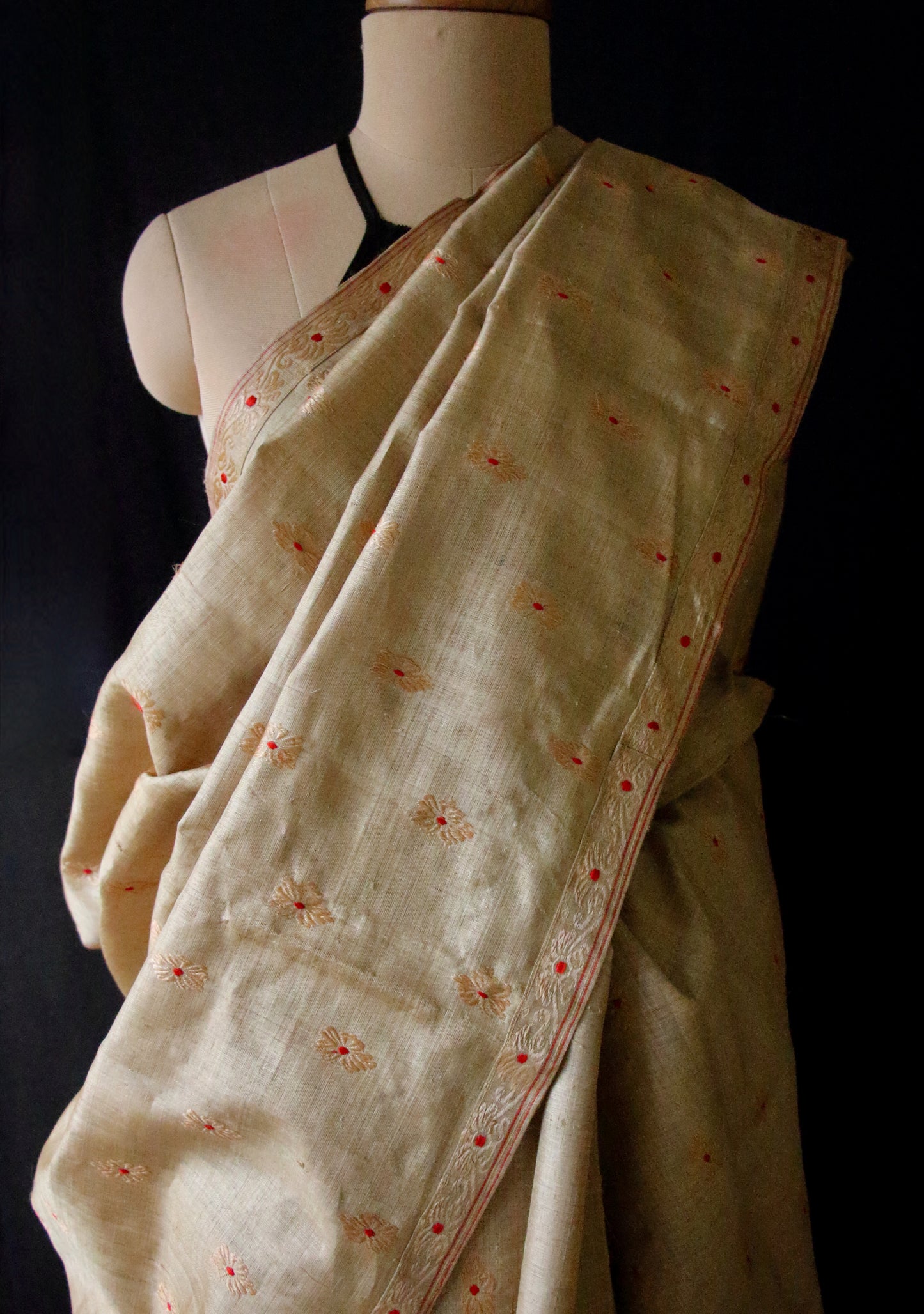 Handloom Traditional Design Muga Silk Saree from Assam