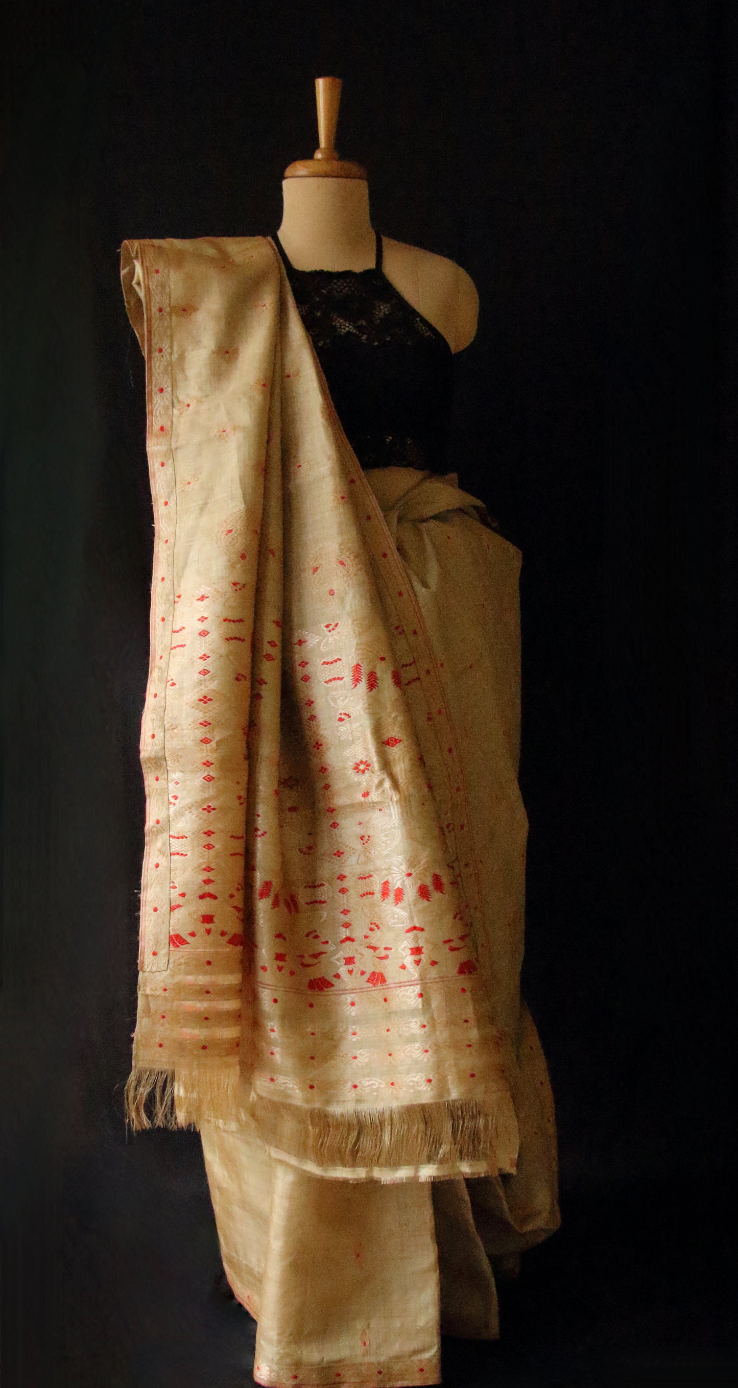 Handloom Traditional Design Muga Silk Saree from Assam