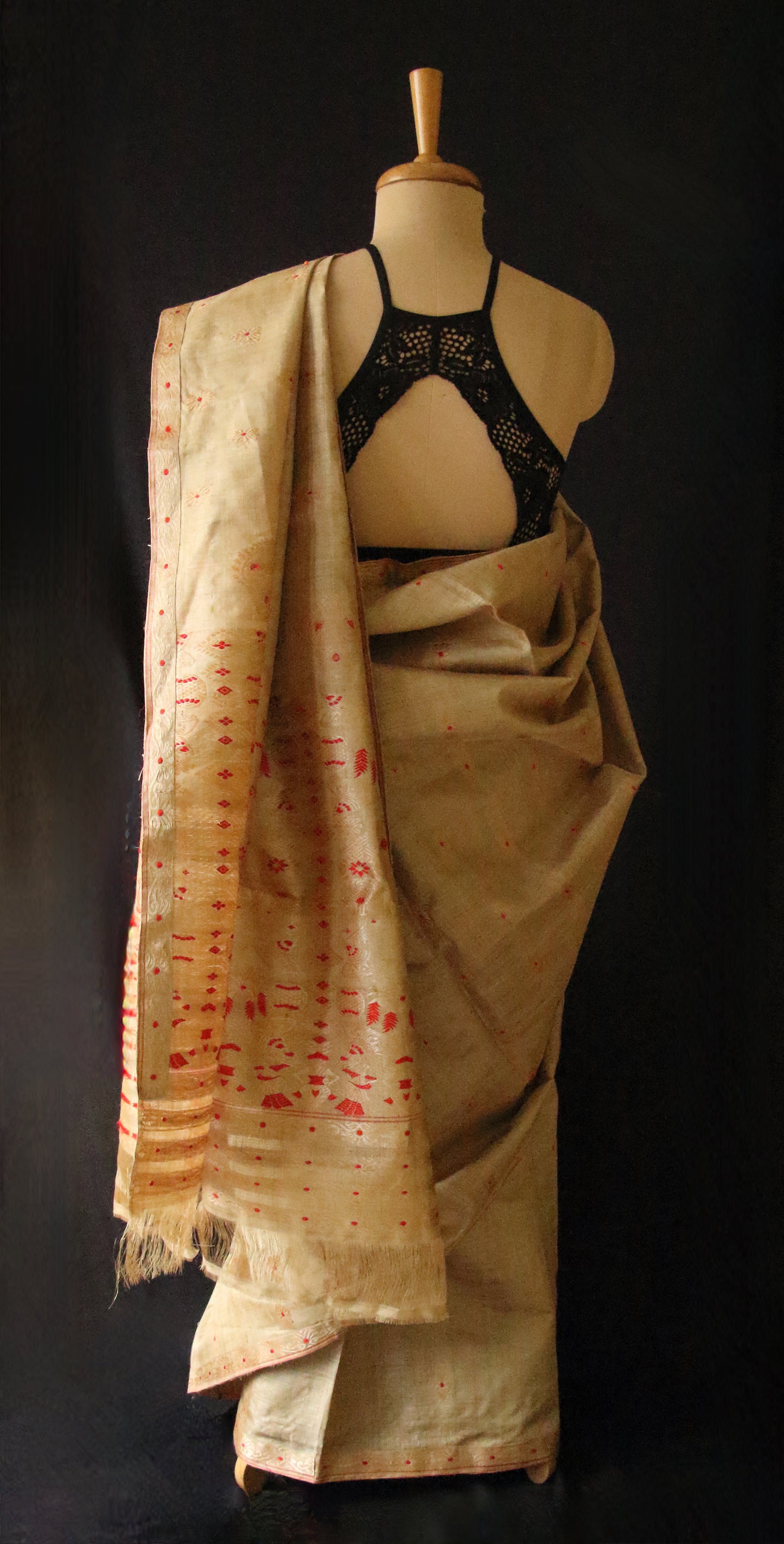 Handloom Traditional Design Muga Silk Saree from Assam