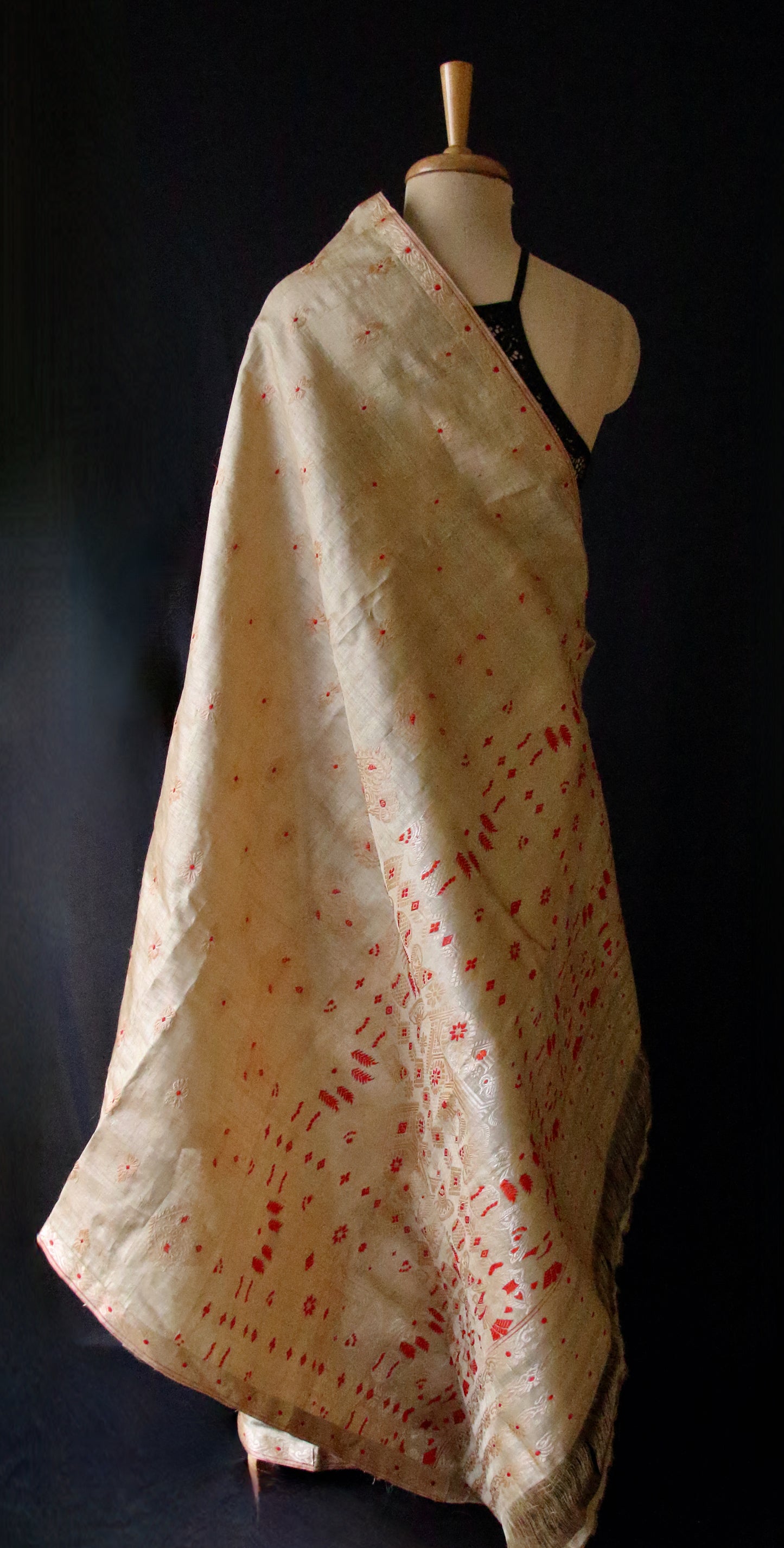 Handloom Traditional Design Muga Silk Saree from Assam