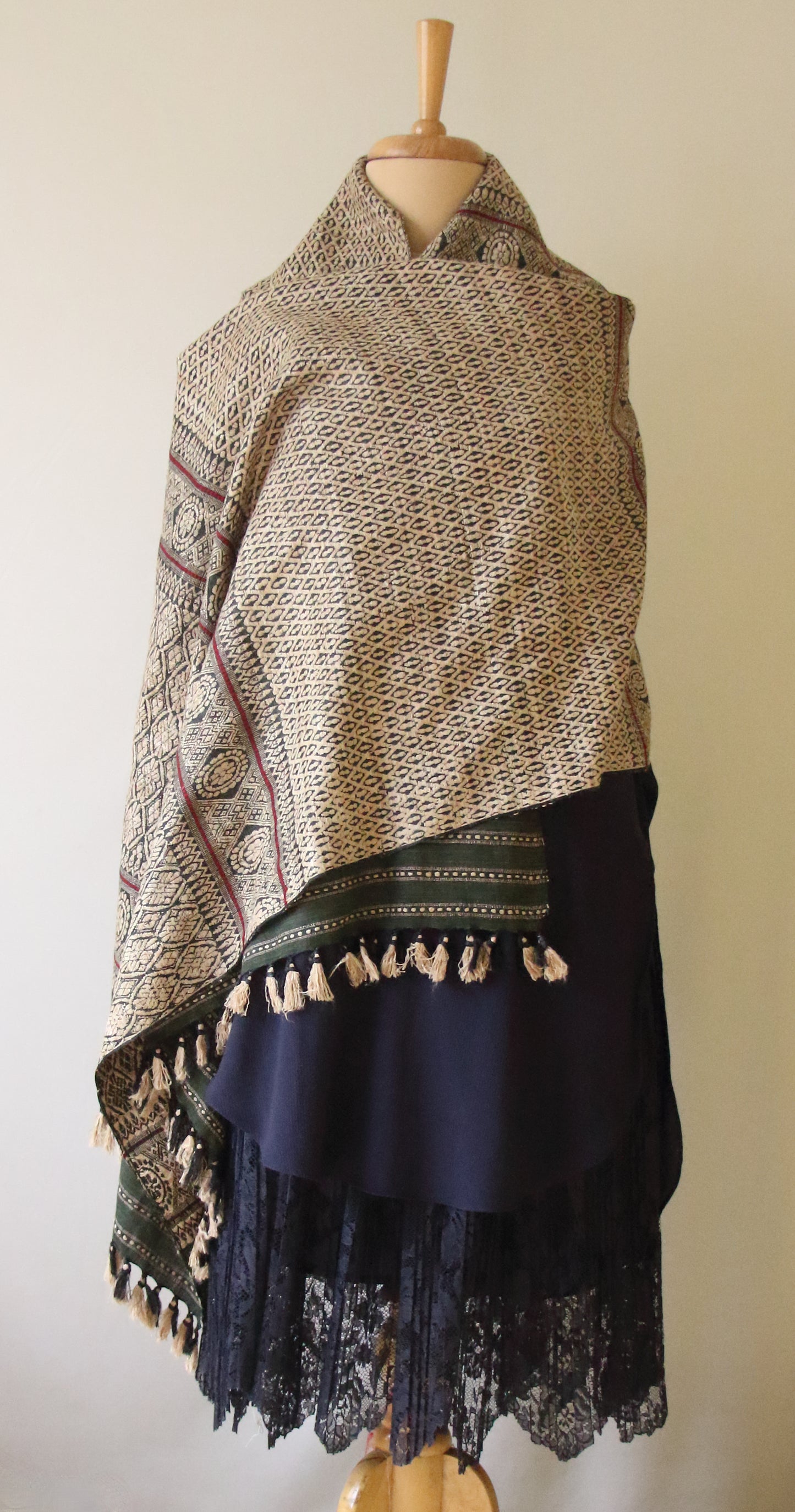 Bottle Green Natural Dyed Eri Silk Handwoven Shawls from Assam