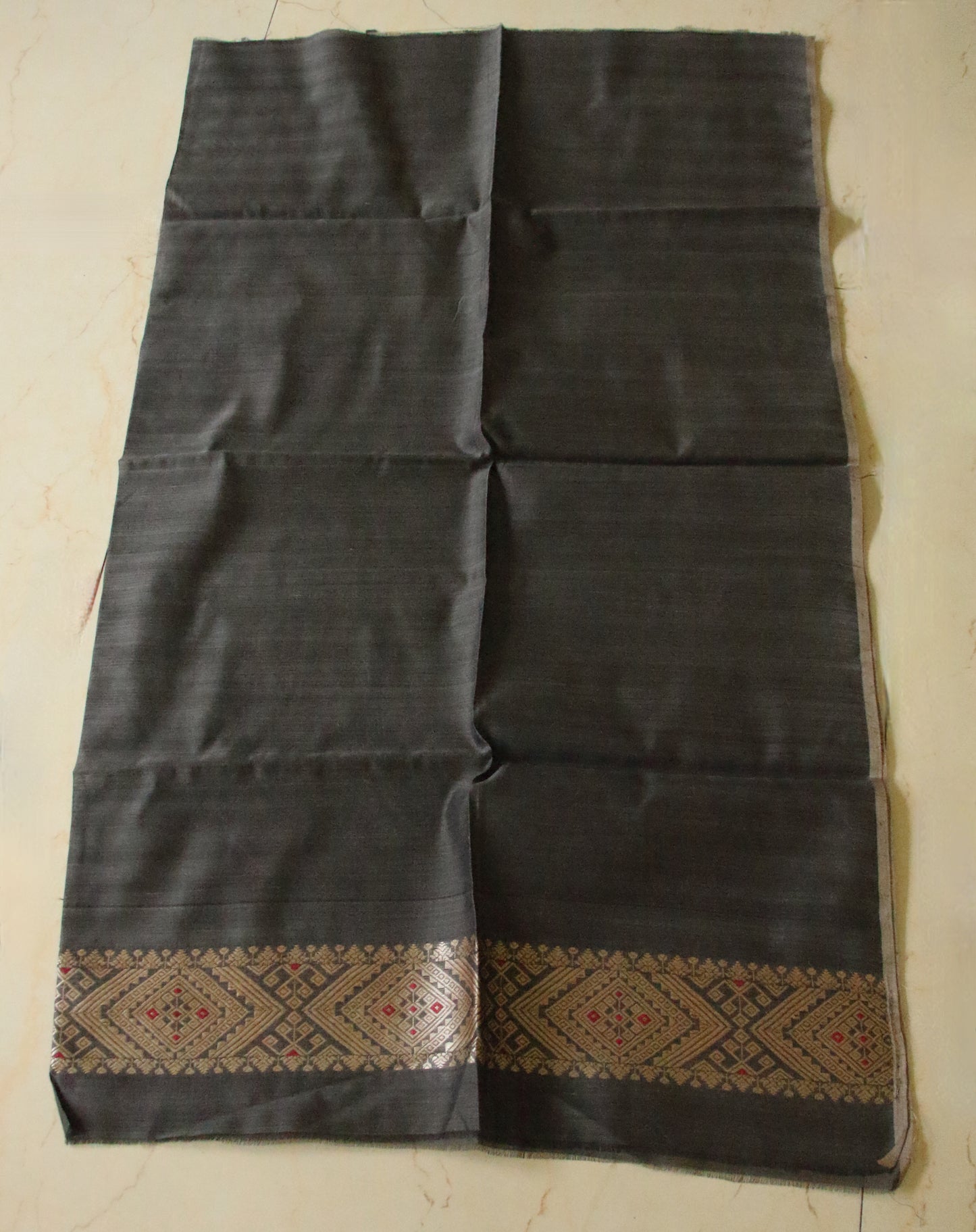 Natural Dyed Grey Handloom Silk  Saree from Assam