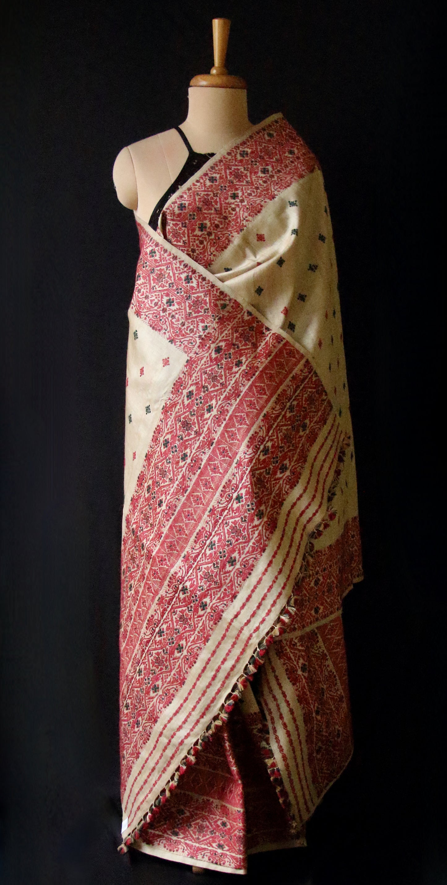 Authentic Muga Silk Traditional Design Mekhela Chador Set from Assam