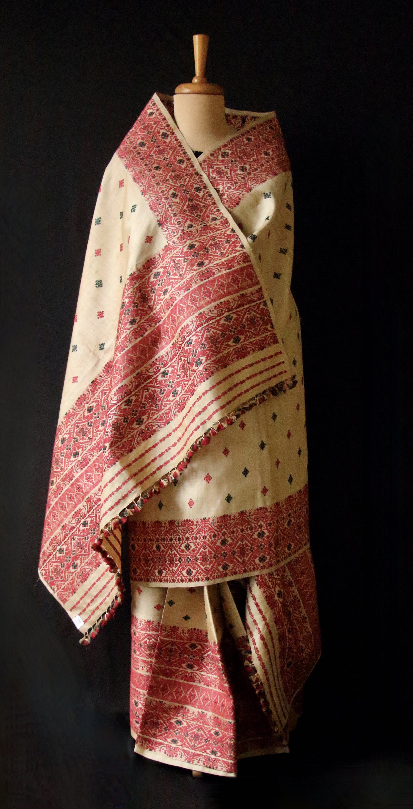 Authentic Muga Silk Traditional Design Mekhela Chador Set from Assam