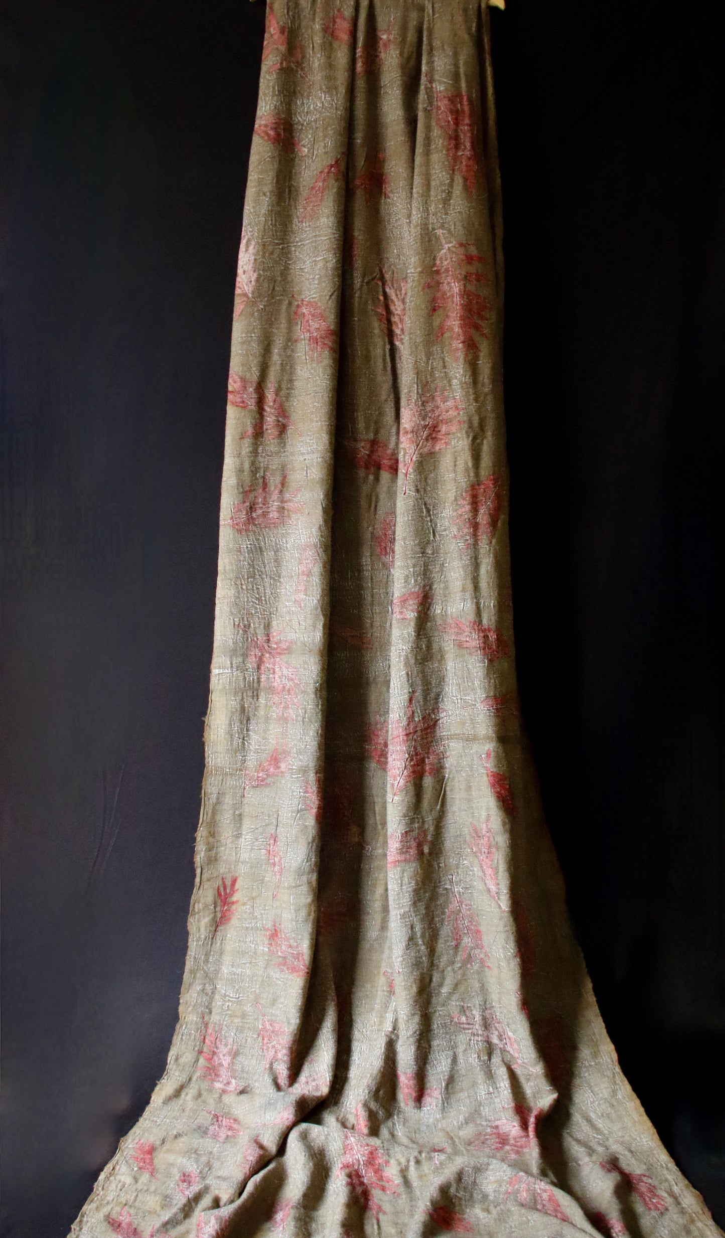 Eco Printed Handwoven Eri Silk Fabric - 40" Width from Assam