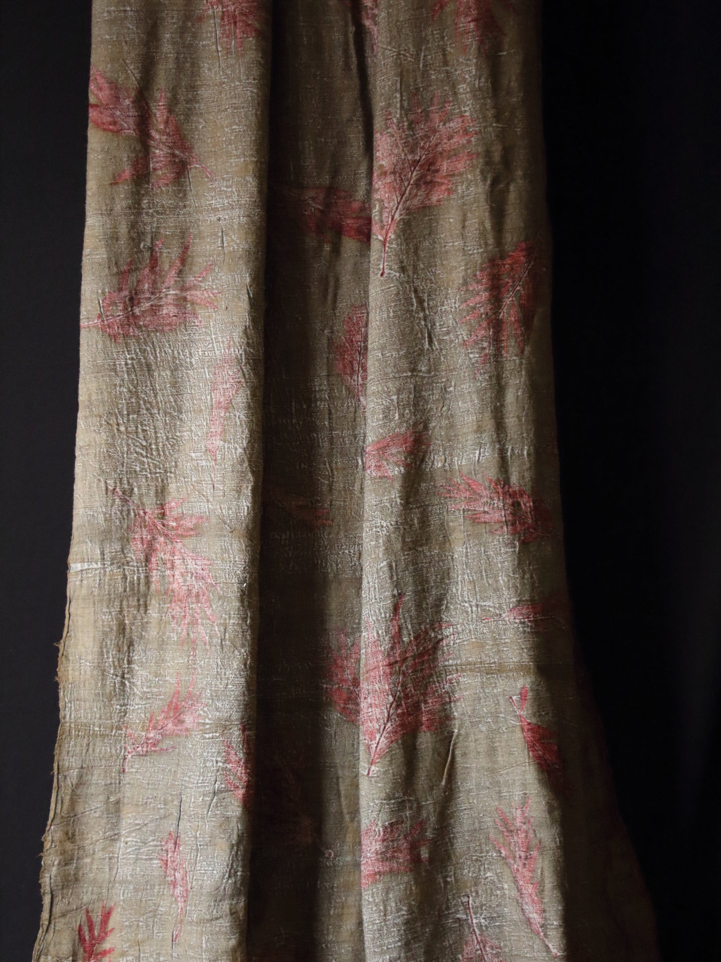 Eco Printed Handwoven Eri Silk Fabric - 40" Width from Assam