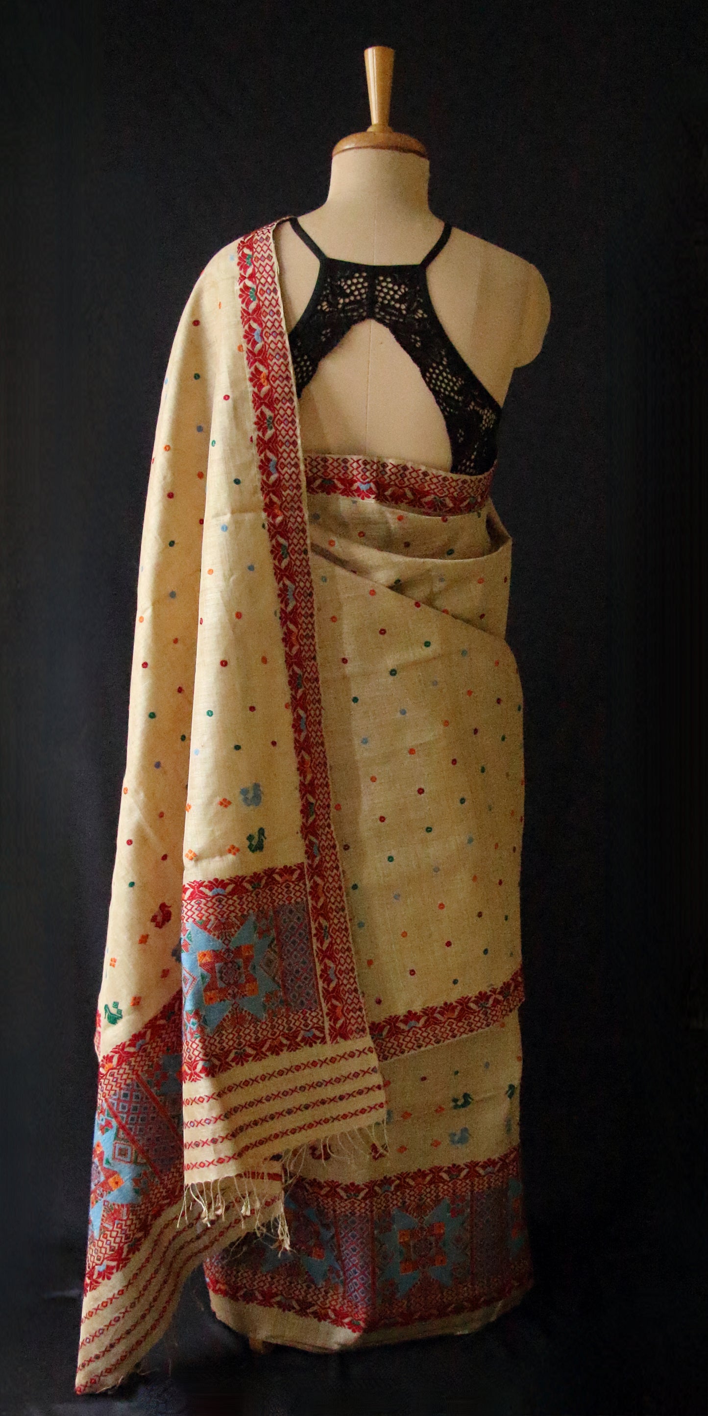 Authentic Muga Silk Traditional Design Mekhela Chador Set from Assam  - Order Only