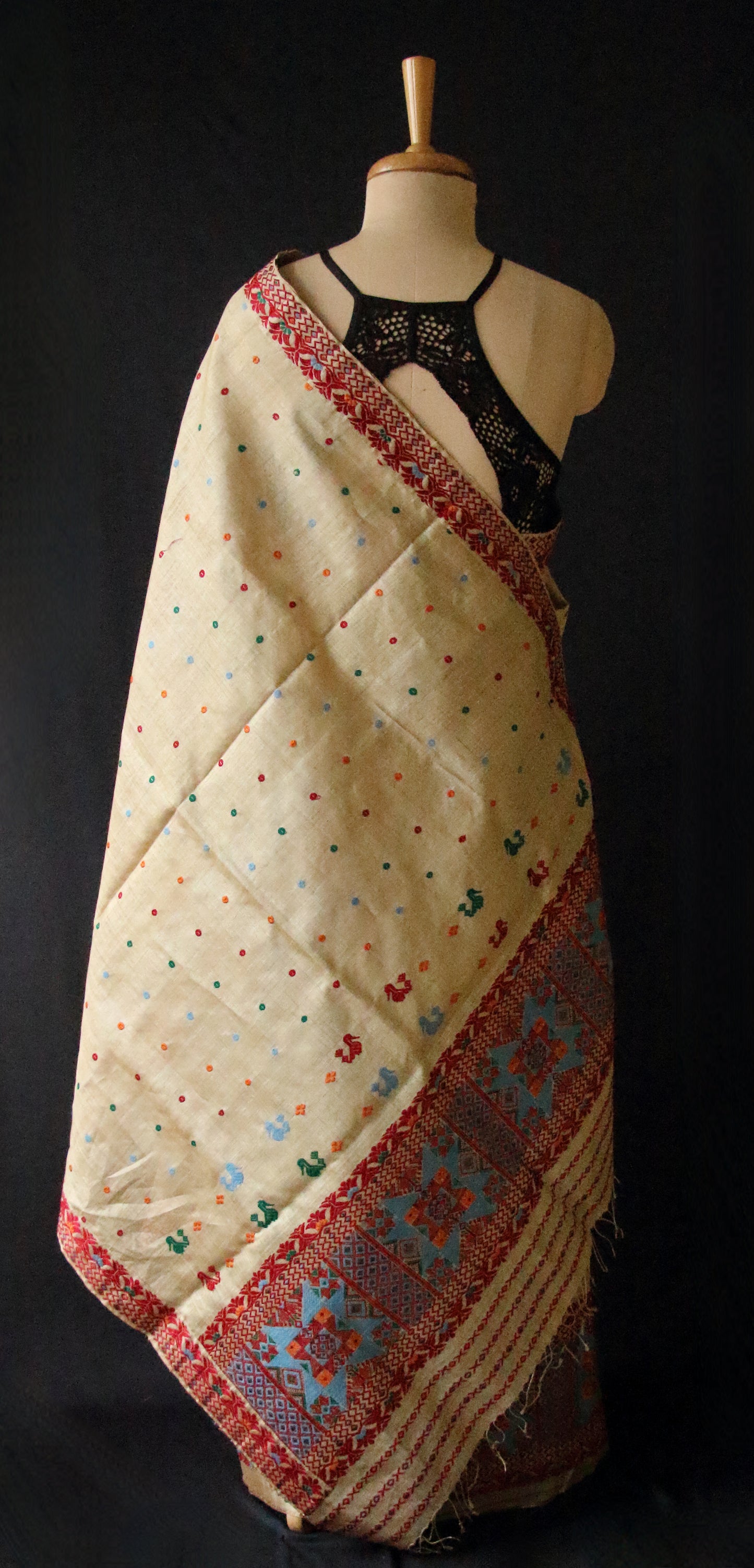 Authentic Muga Silk Traditional Design Mekhela Chador Set from Assam  - Order Only
