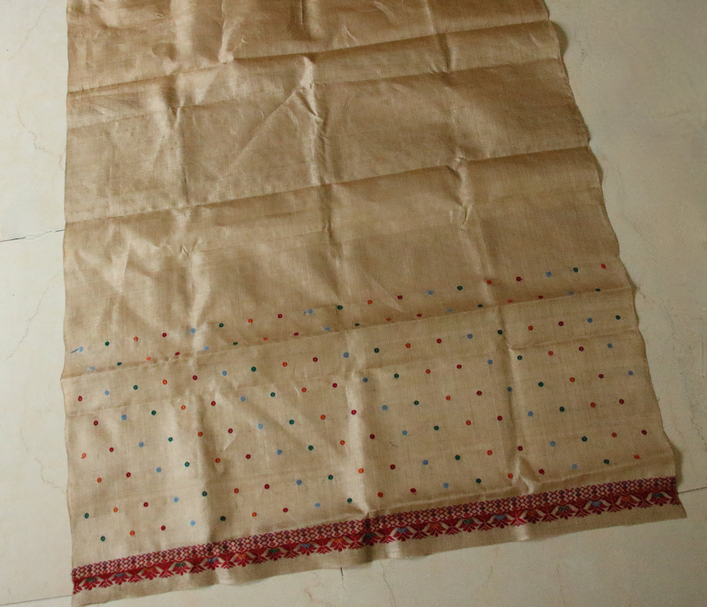 Authentic Muga Silk Traditional Design Mekhela Chador Set from Assam  - Order Only