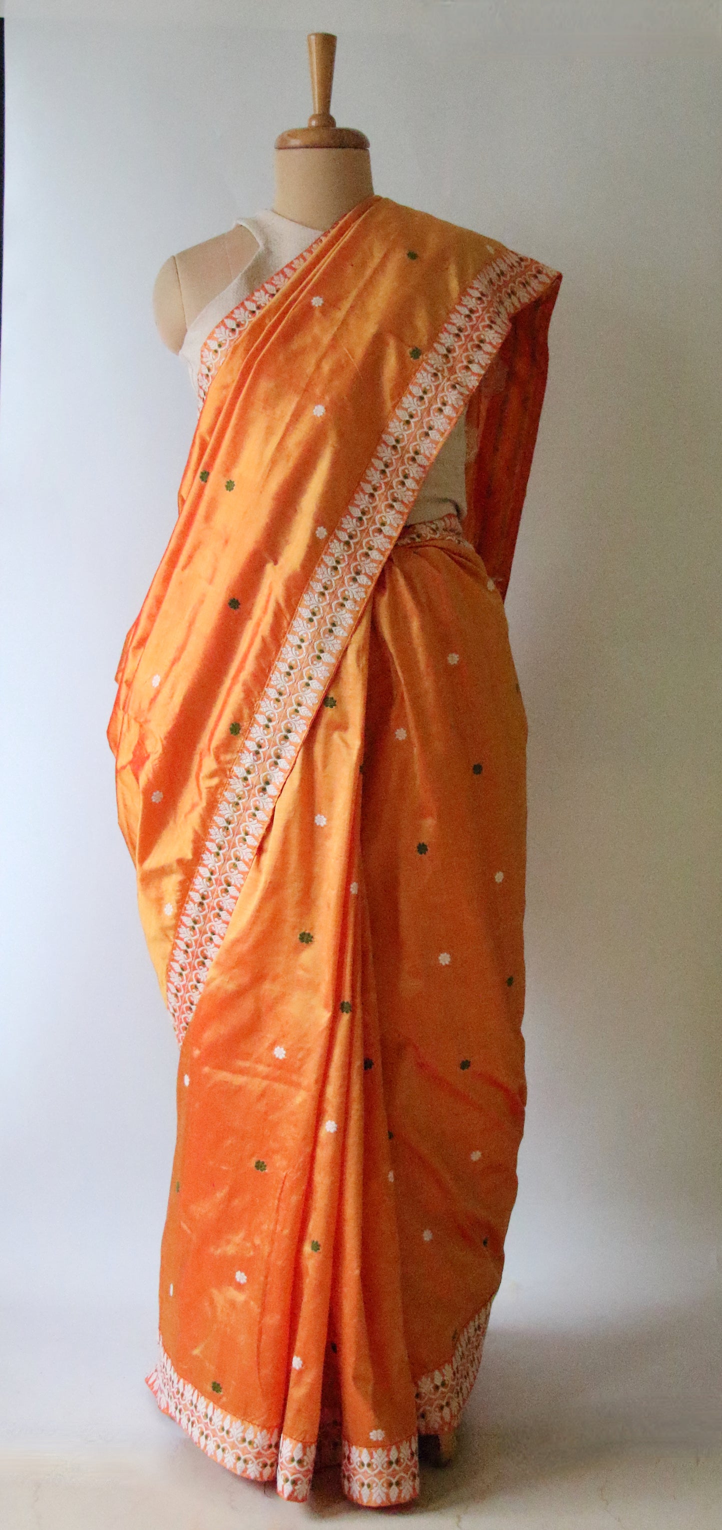 Orange Colour Handloom Mulberry Silk Saree from Assam