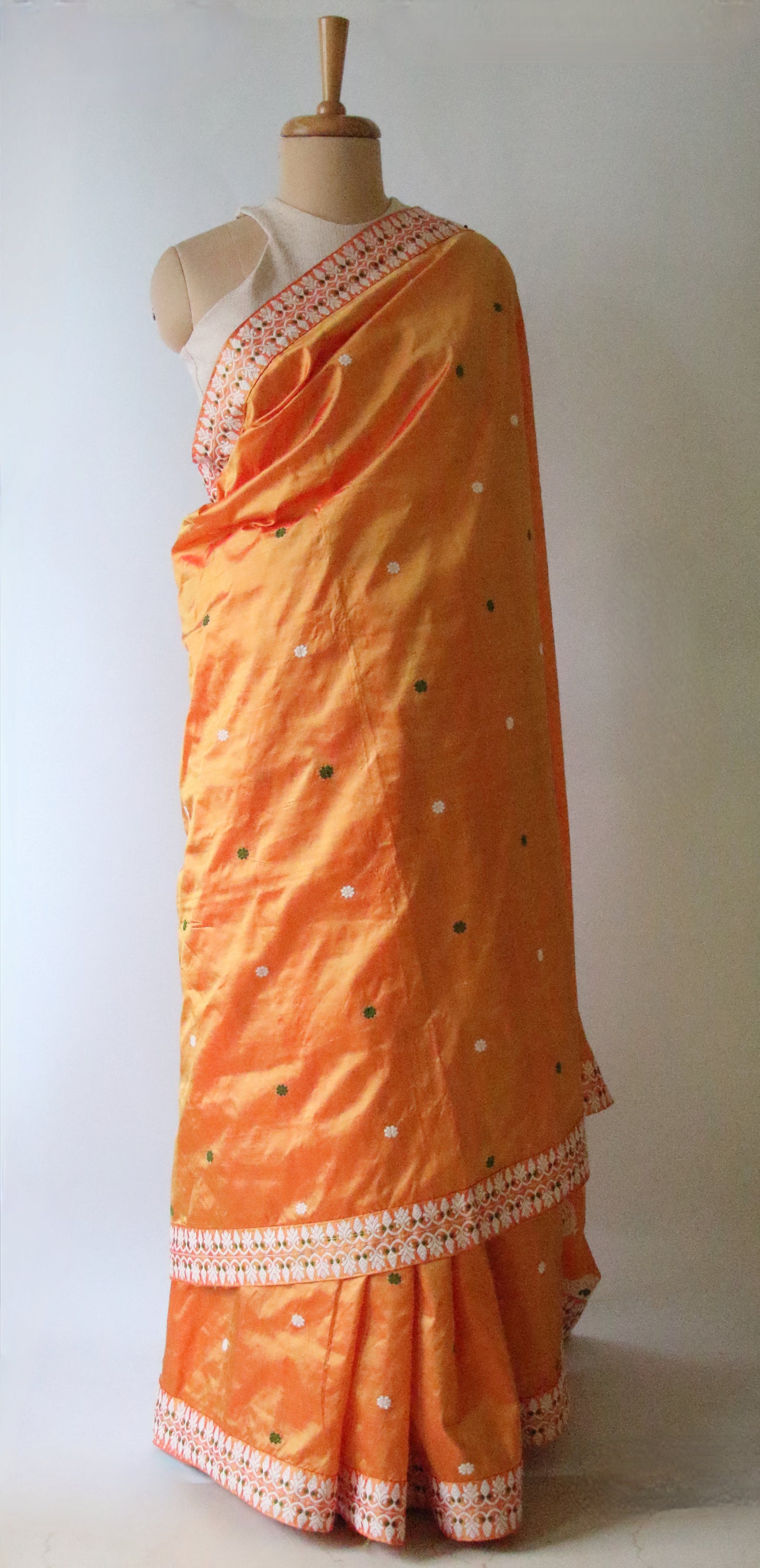 Orange Colour Handloom Mulberry Silk Saree from Assam