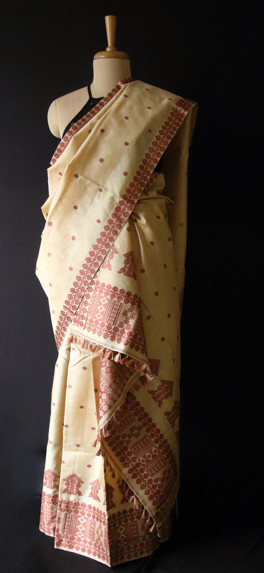 Tassar Silk Handloom Mekhla Chador Set from Assam