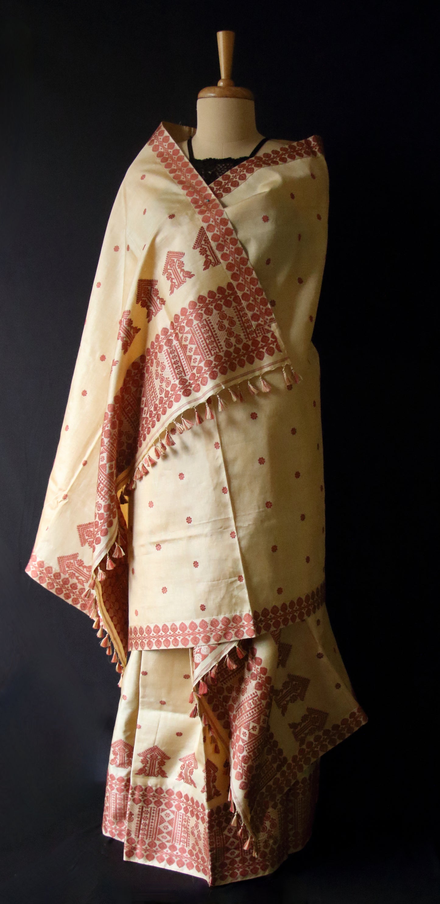 Tassar Silk Handloom Mekhla Chador Set from Assam