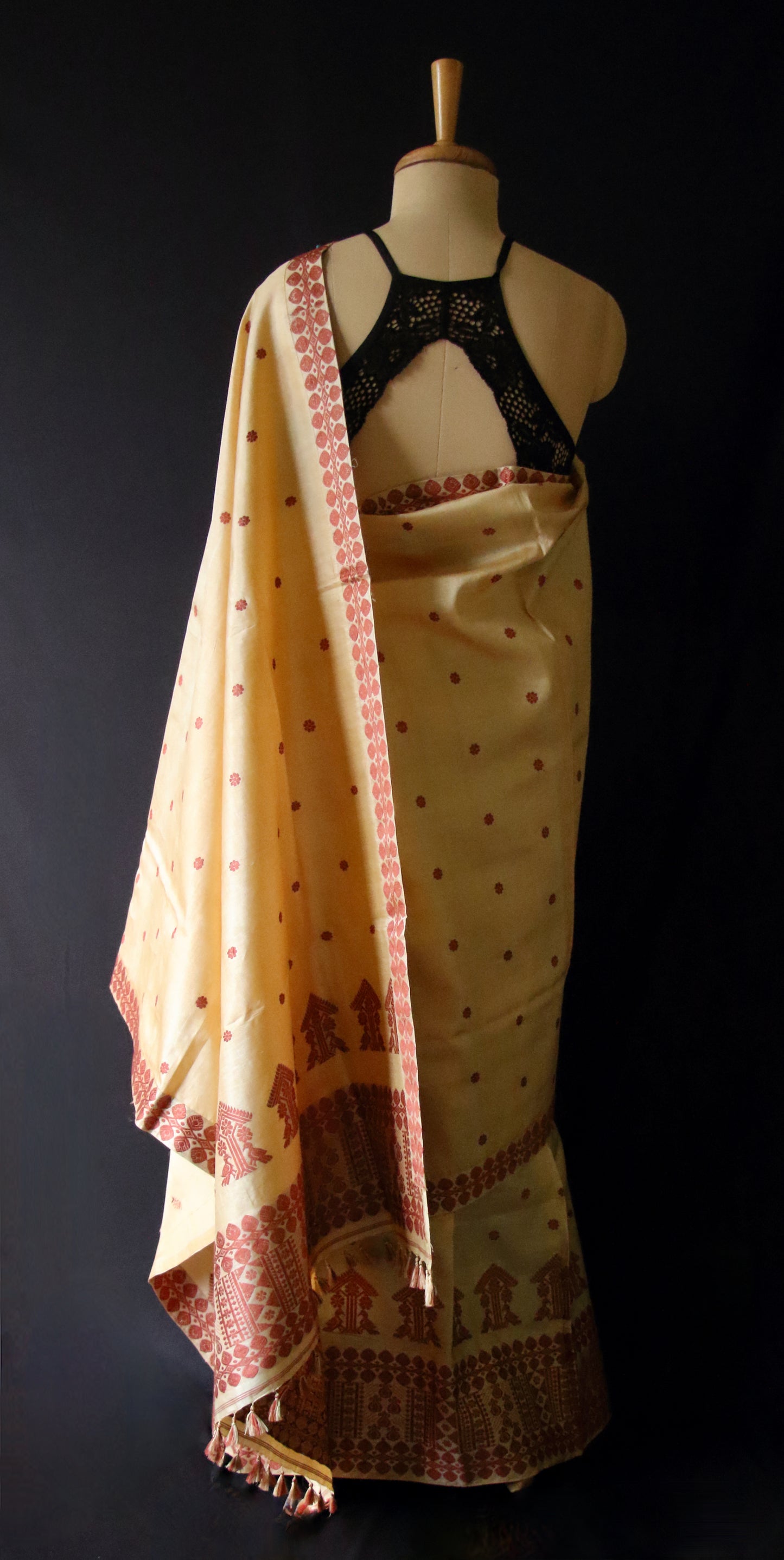 Tassar Silk Handloom Mekhla Chador Set from Assam