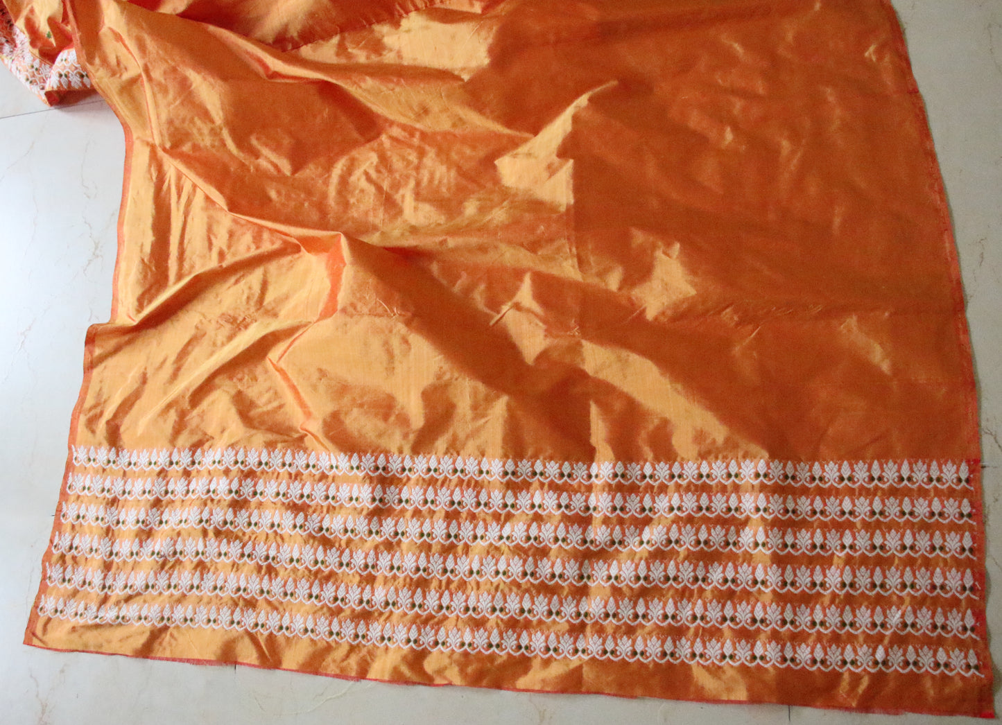 Orange Colour Handloom Mulberry Silk Saree from Assam