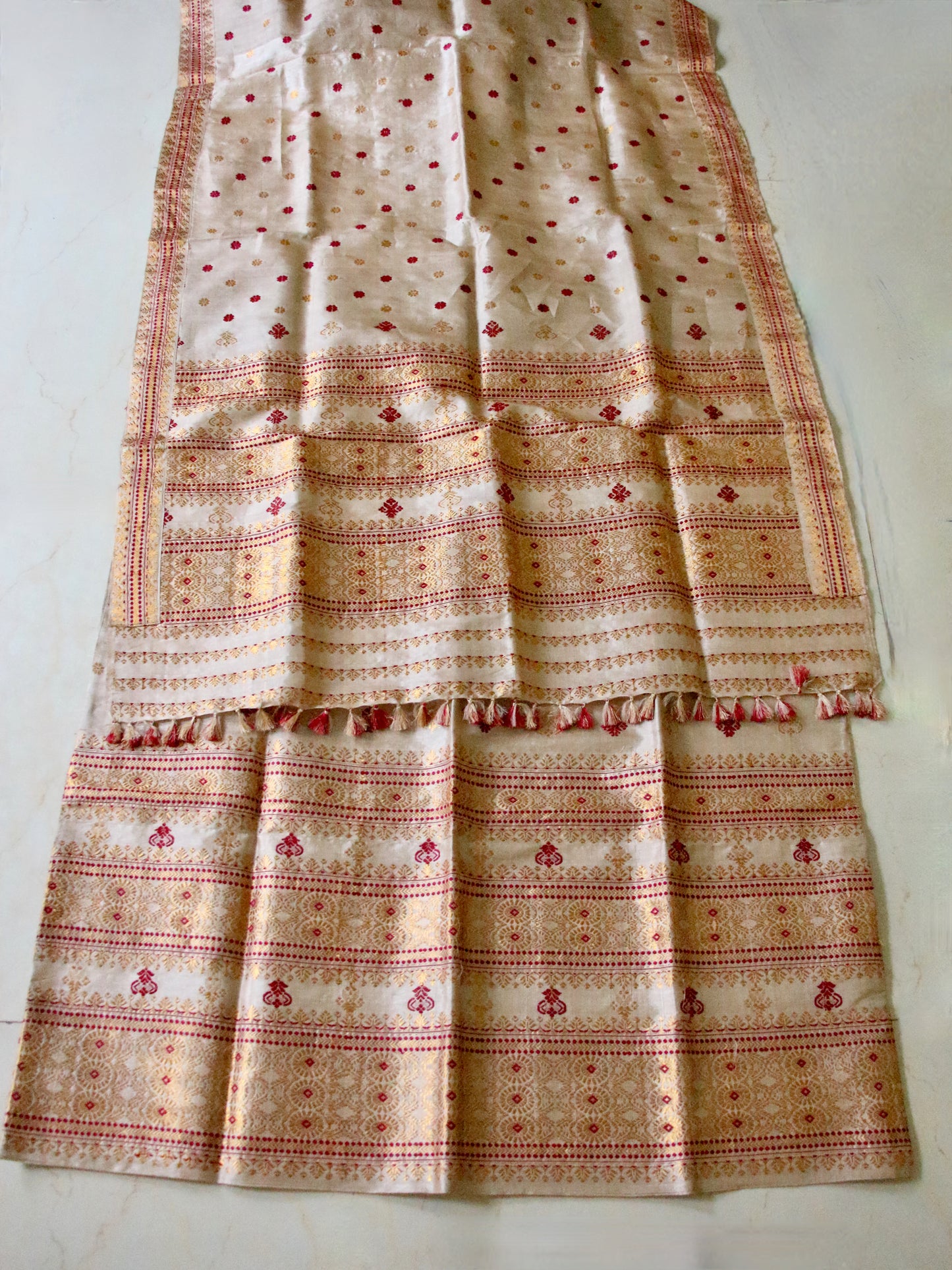 Tassar Silk Handloom Traditional Mekhla Chador Set from Assam