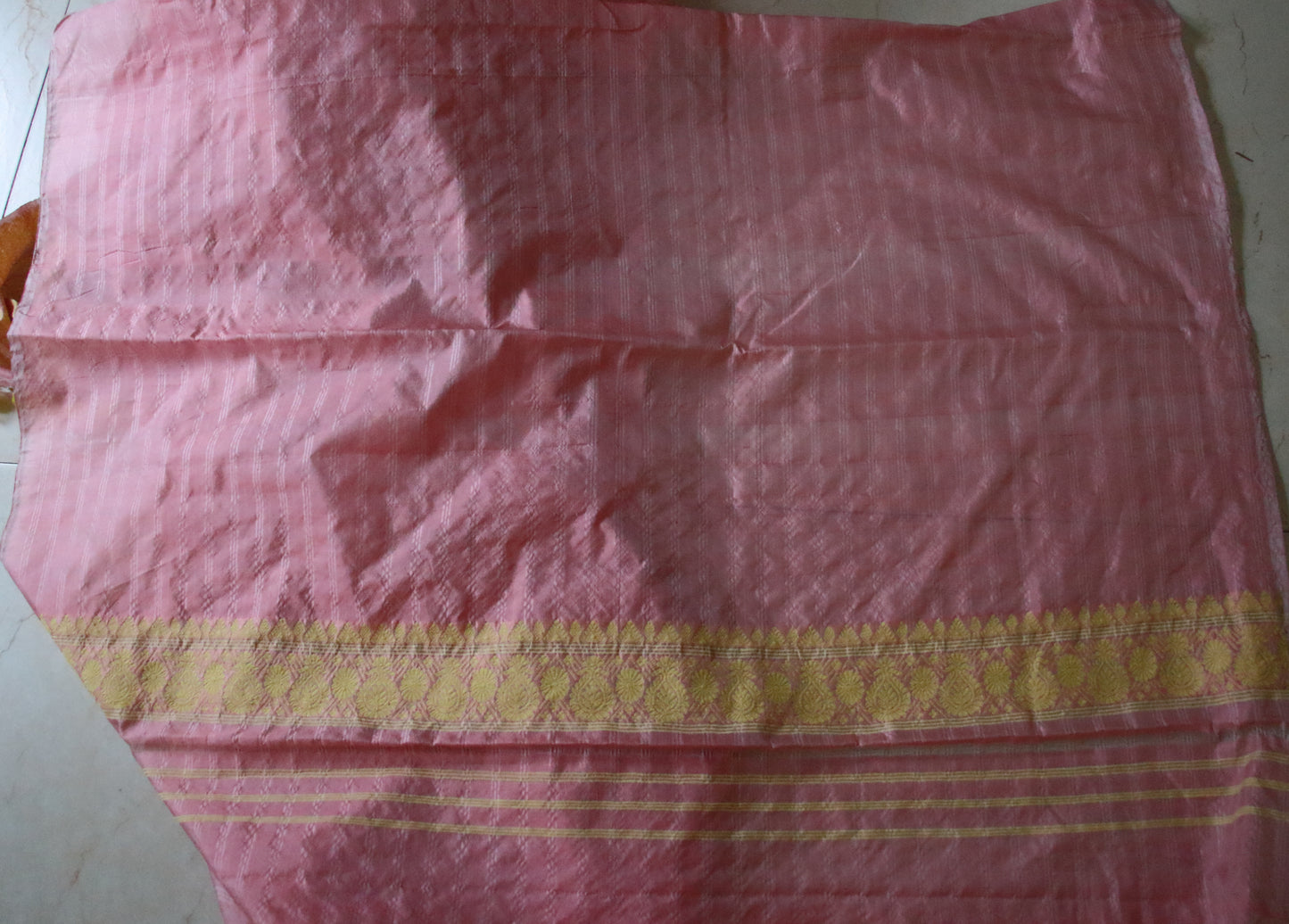Pink Natural dyed Handloom Silk Saree with chequered effect from Assam