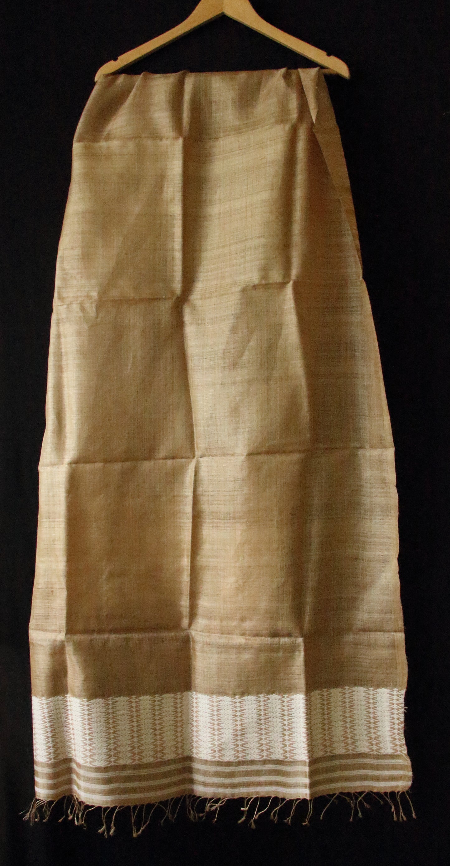 Handloom Muga Silk Scarf / Stole , Natural Eri Silk Motifs from Assam
