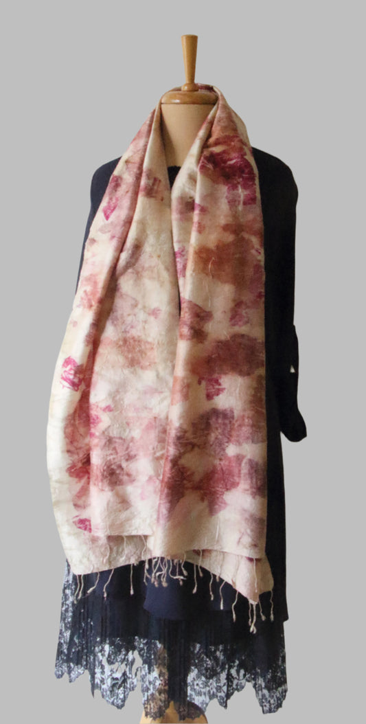 Eco Printed Handwoven Mulberry Silk Scarf / Stole