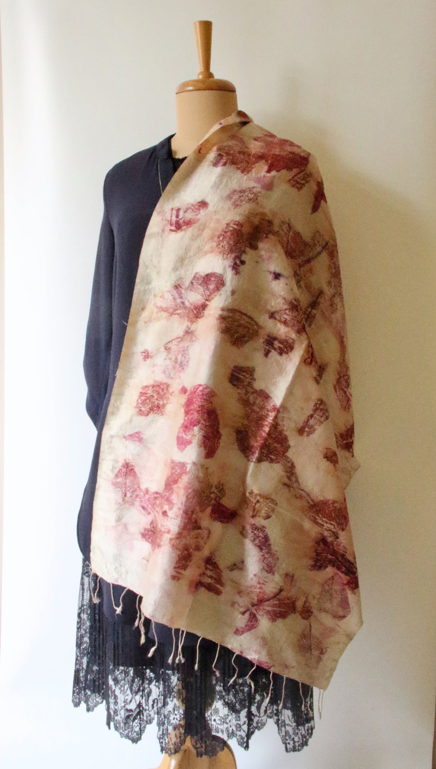 Eco Printed Handwoven Mulberry Silk Scarf / Stole