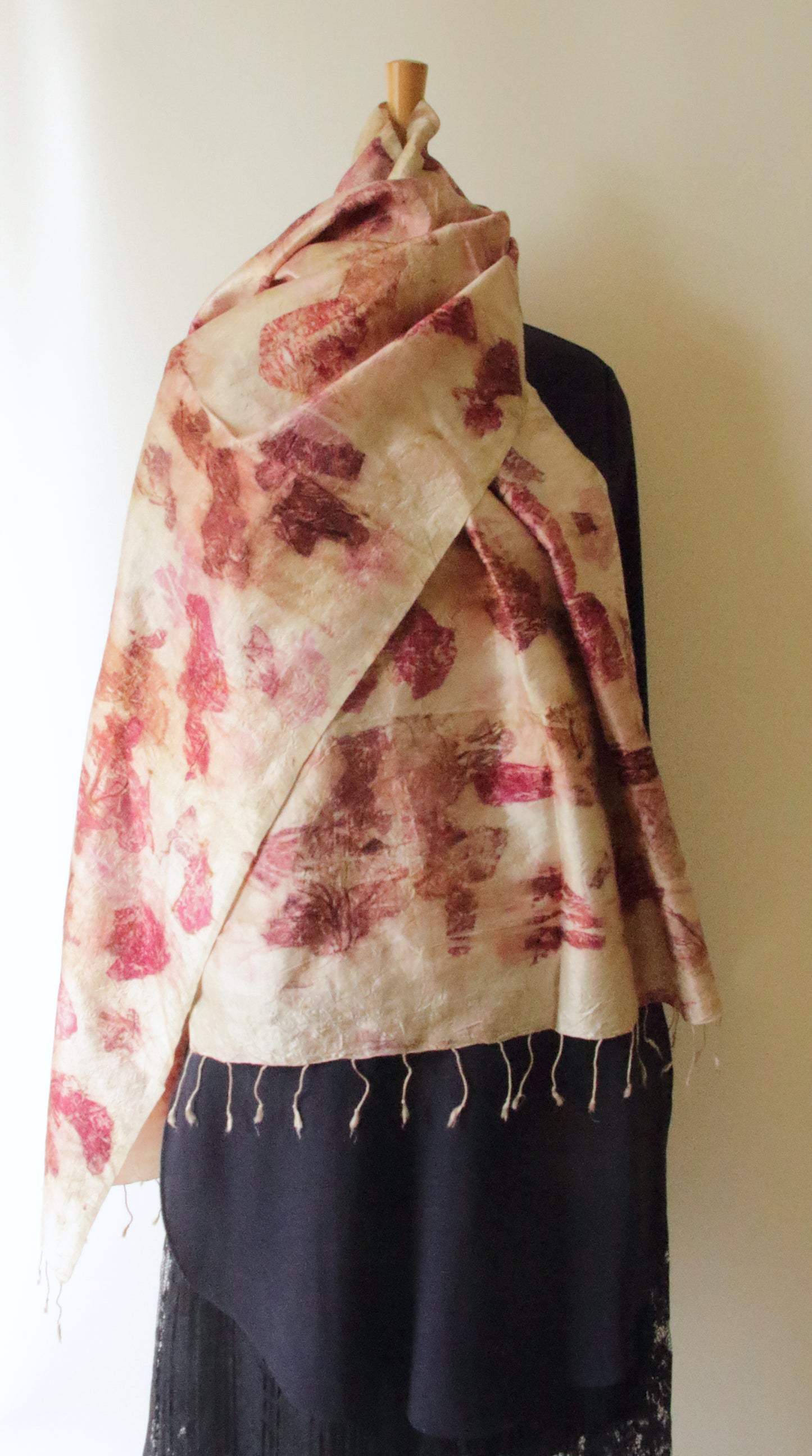 Eco Printed Handwoven Mulberry Silk Scarf / Stole