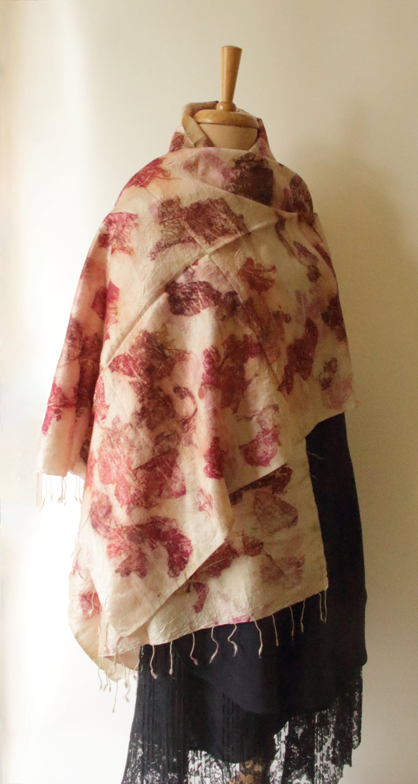 Eco Printed Handwoven Mulberry Silk Scarf / Stole