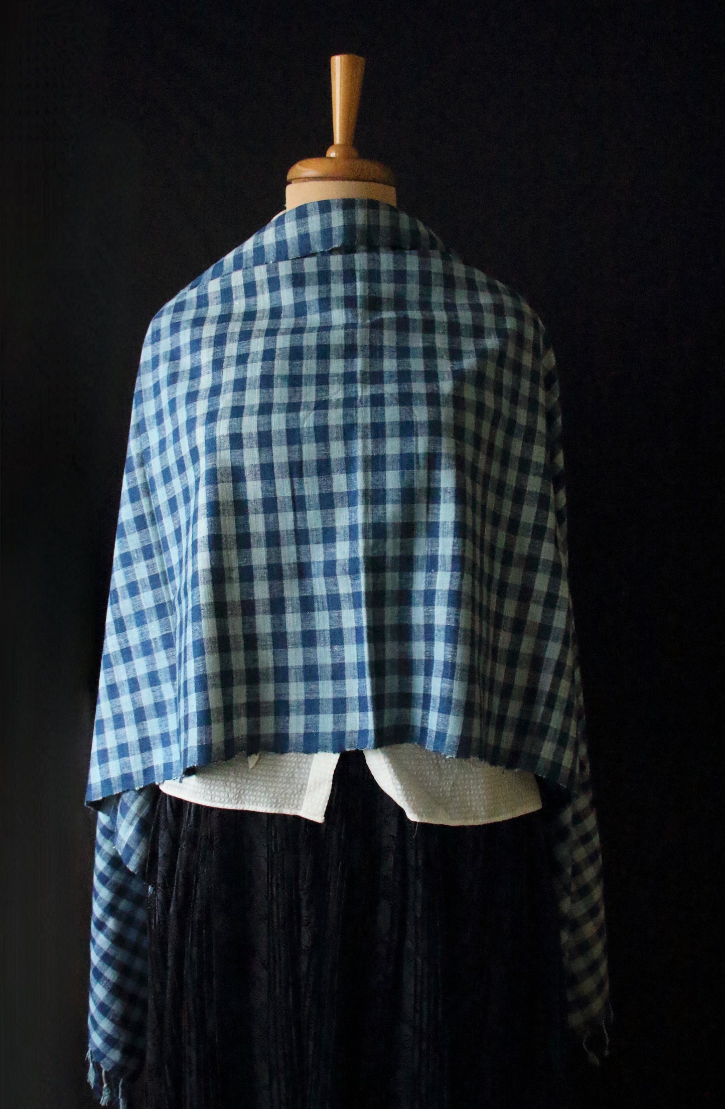 Indigo Natural Dyed Check and Stripe Handloom  Eri Silk Stoles / Scarfs  from Assam