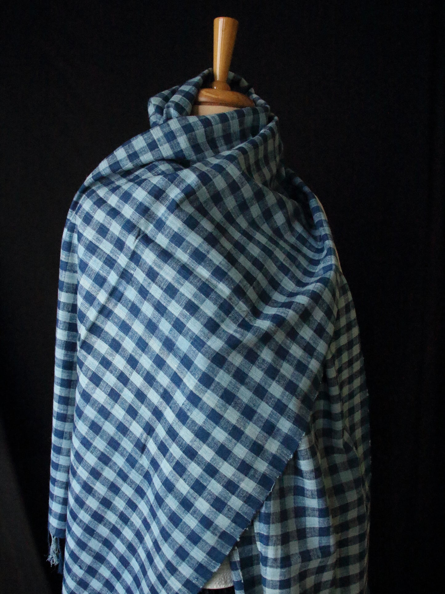 Indigo Natural Dyed Check and Stripe Handloom  Eri Silk Stoles / Scarfs  from Assam