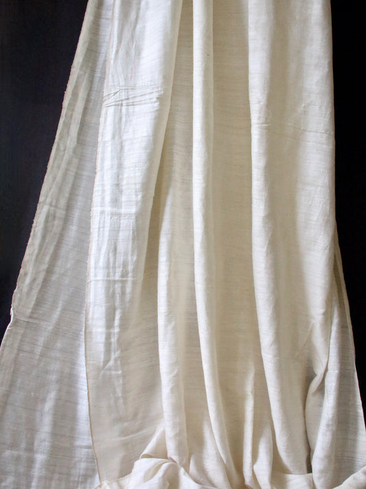 Handloom Mulberry Matka Silk in Natural off White  - width 45"