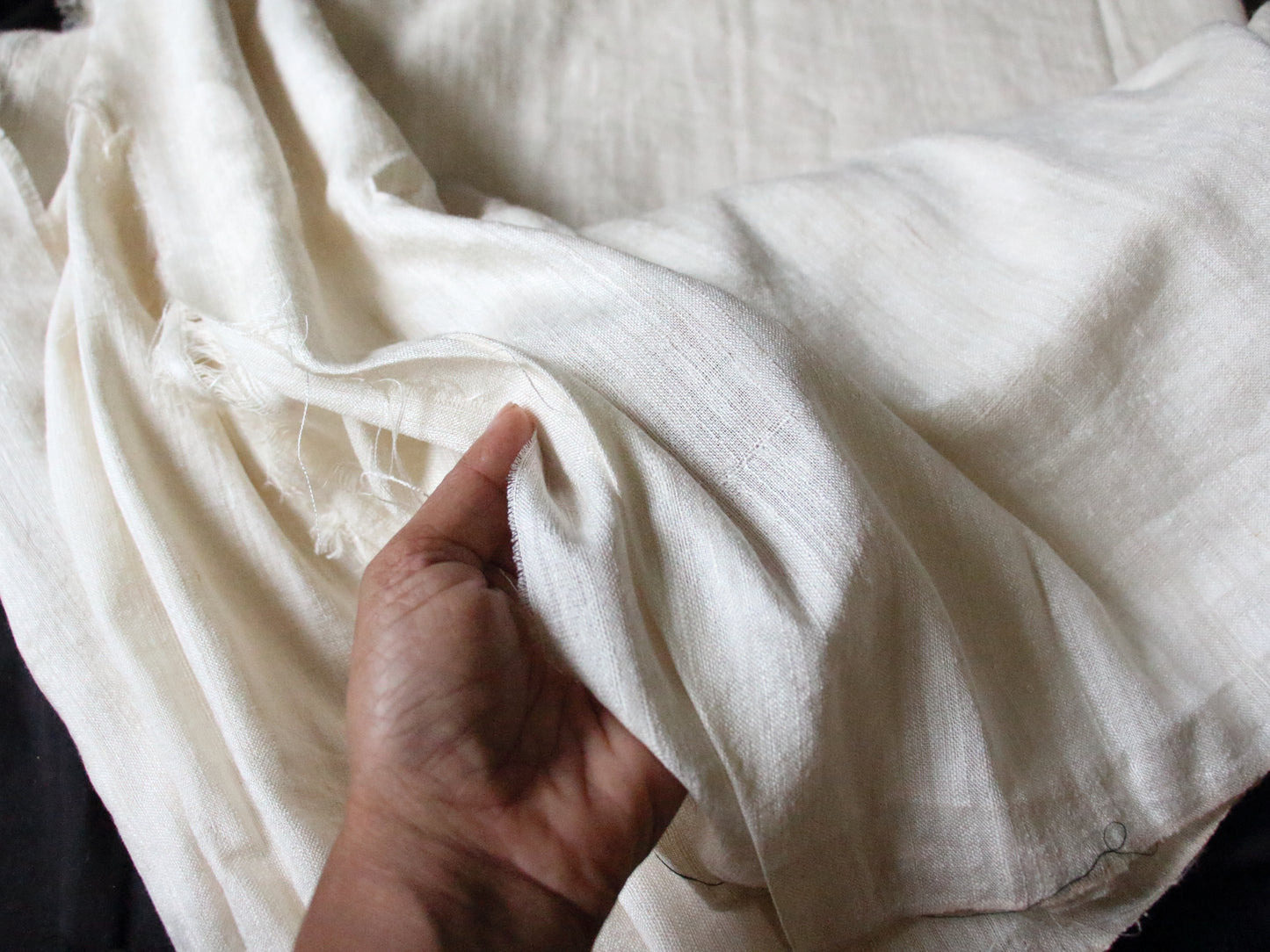 Handloom Mulberry Matka Silk in Natural off White  - width 45"