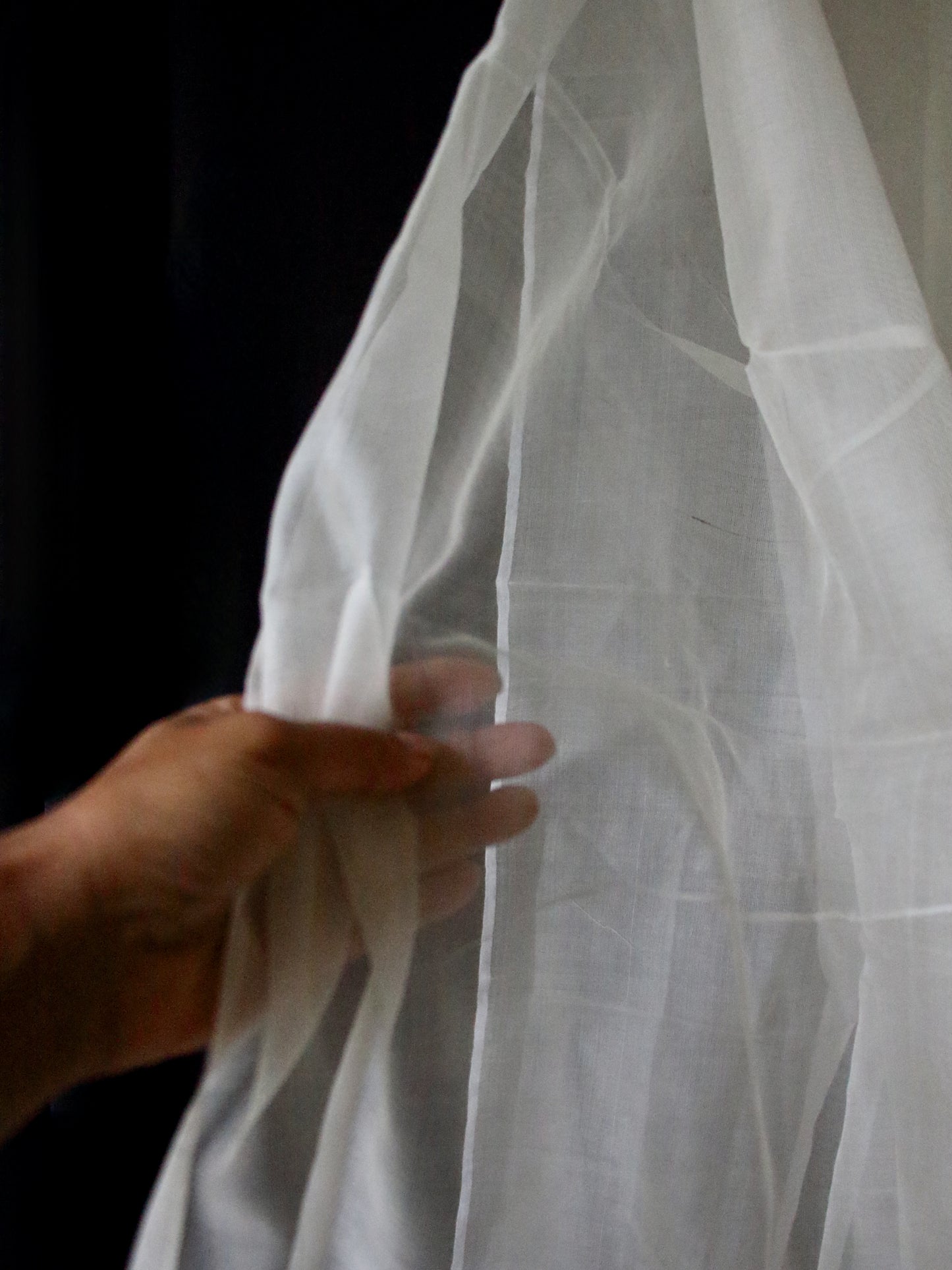 Handloom Silk Organza in Natural off White  - width 45" from Assam