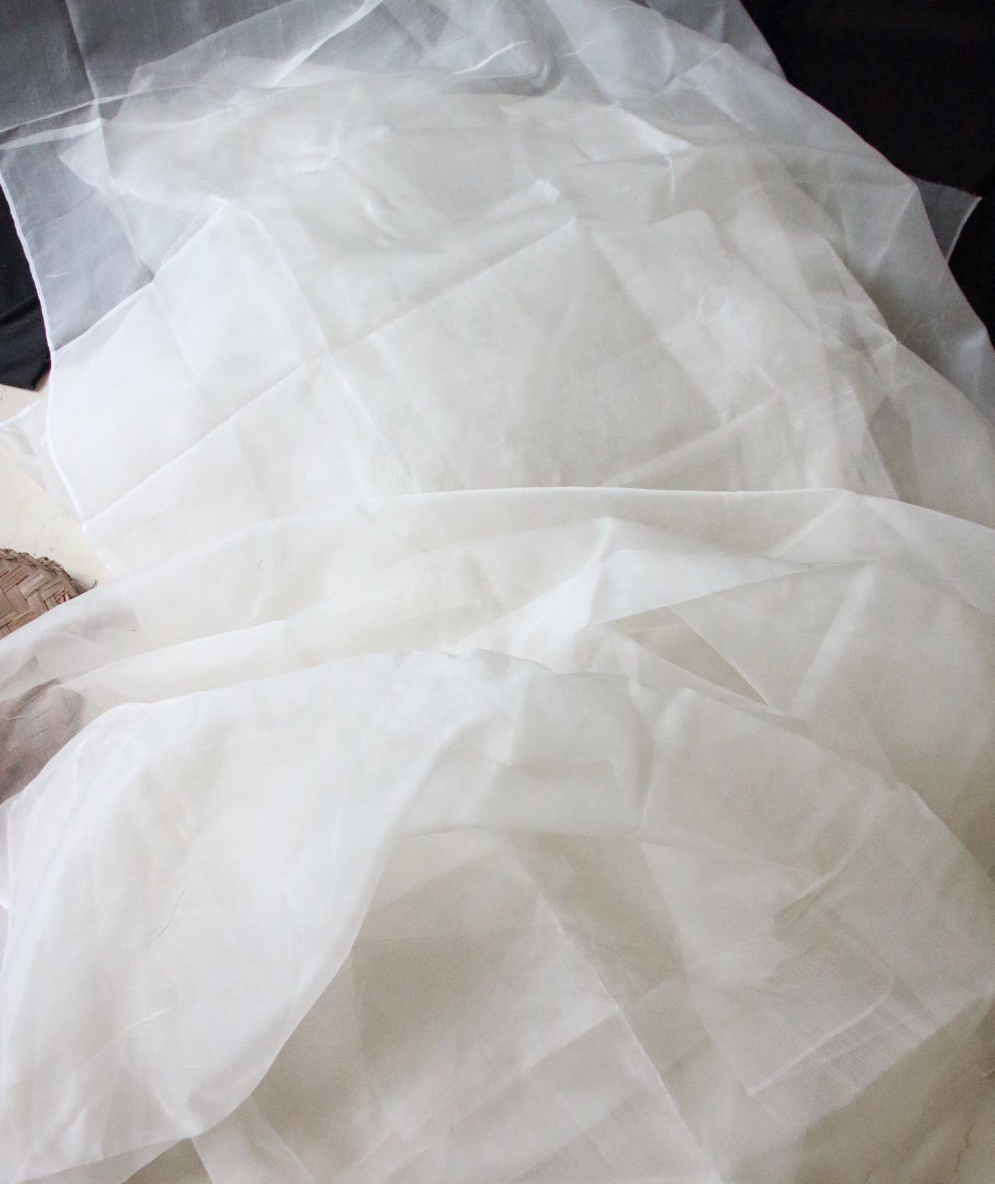 Handloom Silk Organza in Natural off White  - width 45" from Assam