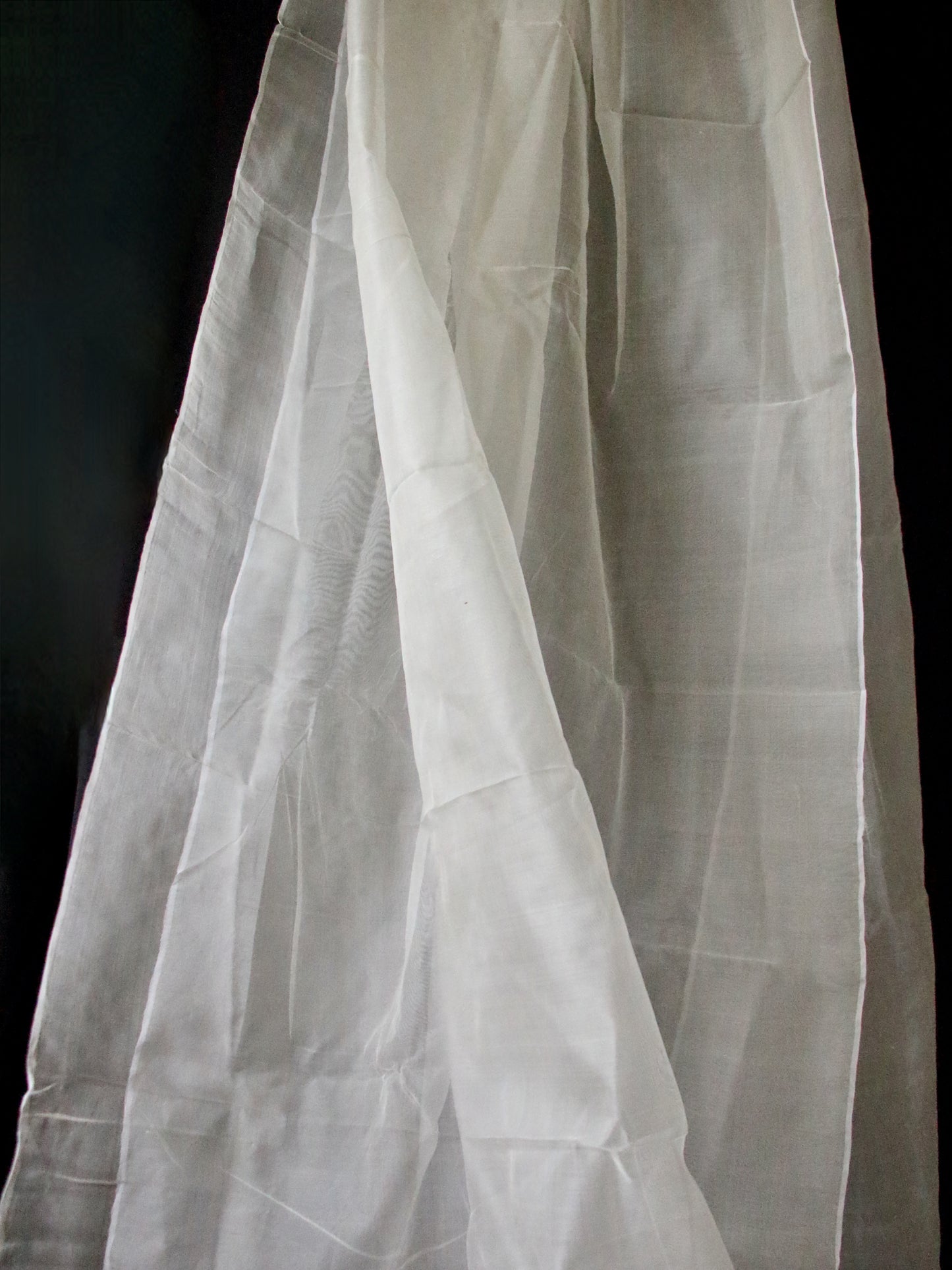 Handloom Silk Organza in Natural off White  - width 45" from Assam