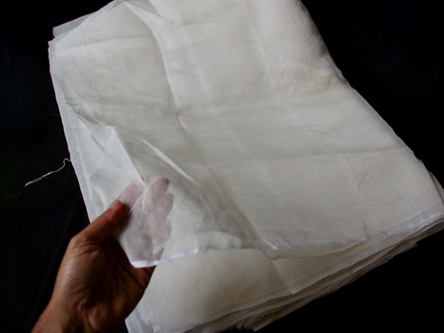 Handloom Silk Organza in Natural off White  - width 45" from Assam