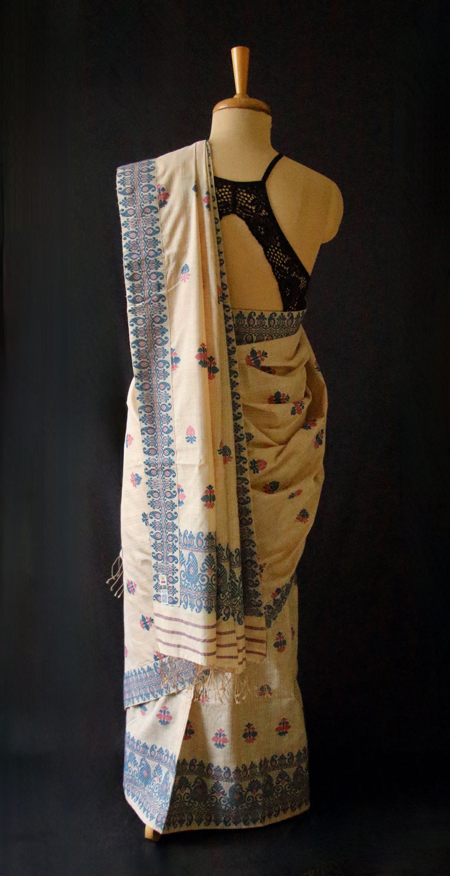 Soft Beige Tassar & Eri Silk Mekhla Chador Set from Assam