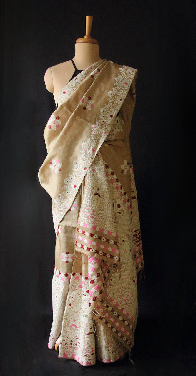 Muga Silk Traditional Mekhela Chador Set from Assam