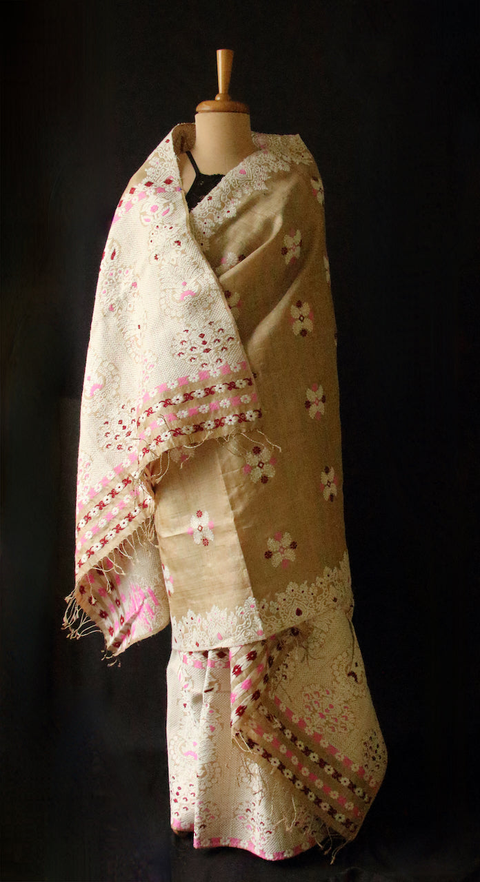 Muga Silk Traditional Mekhela Chador Set from Assam